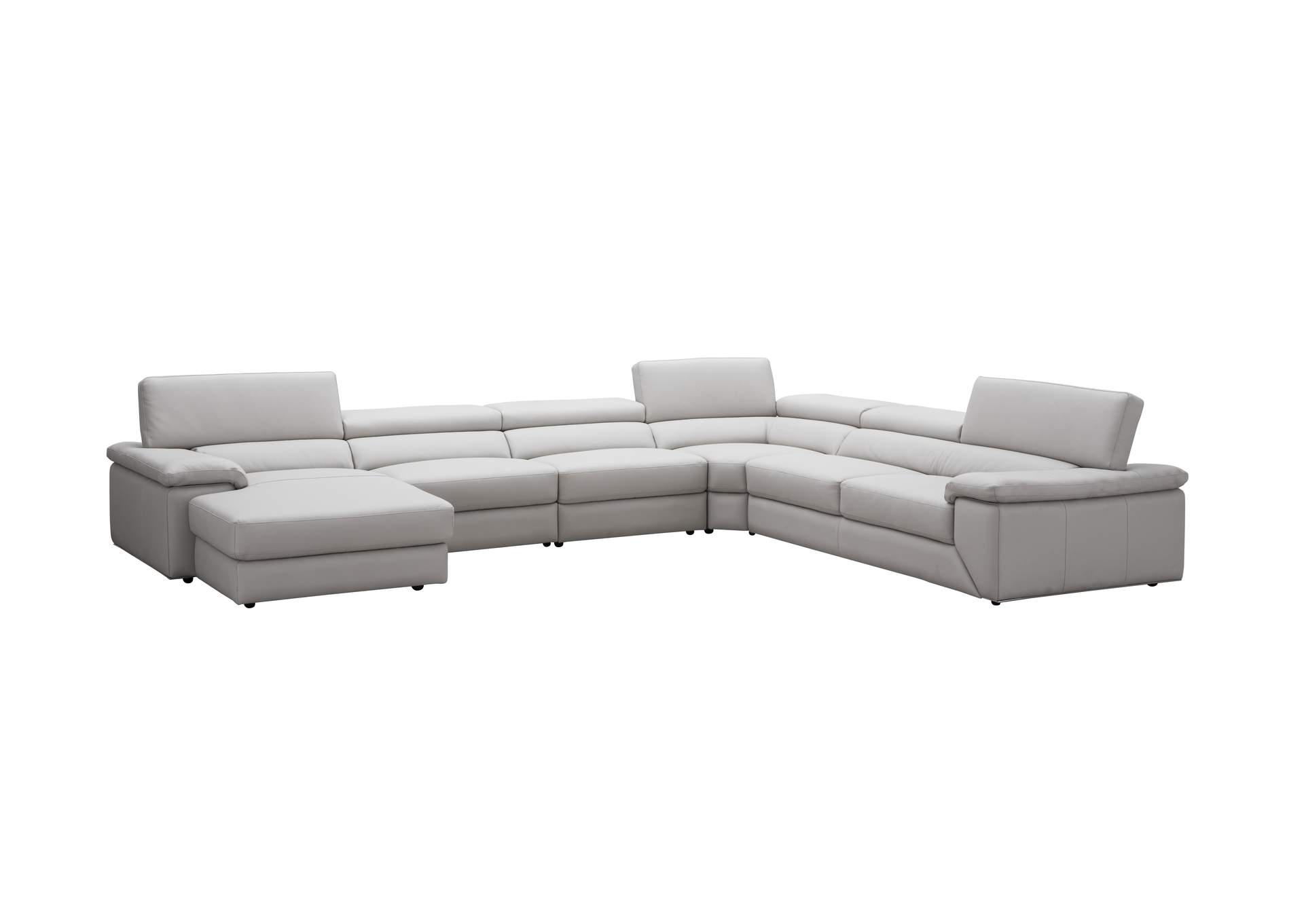 Kobe Left Facing Leather Sectional In Silver Grey image 4
