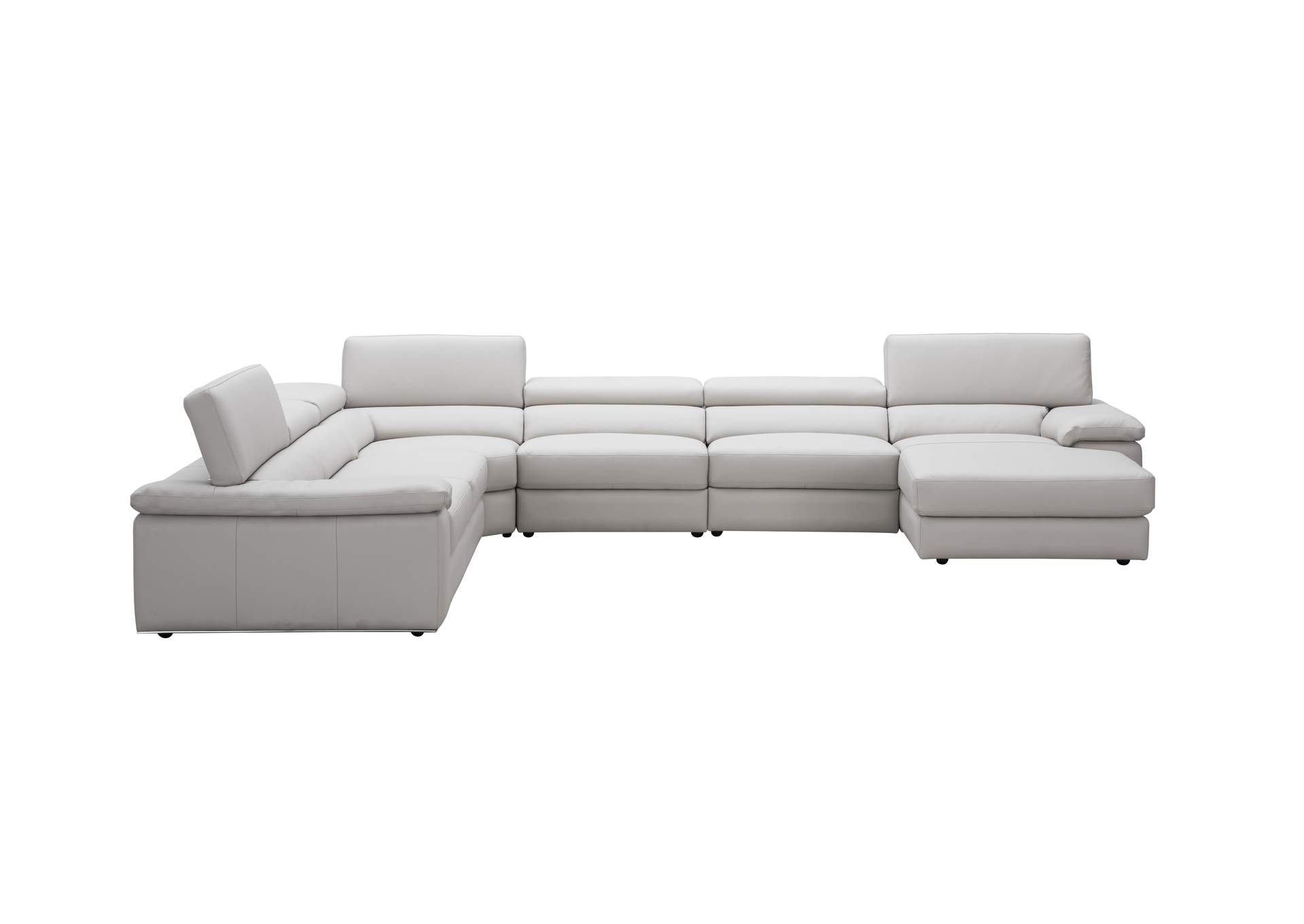 Kobe Right Facing Leather Sectional In Silver Grey image 3