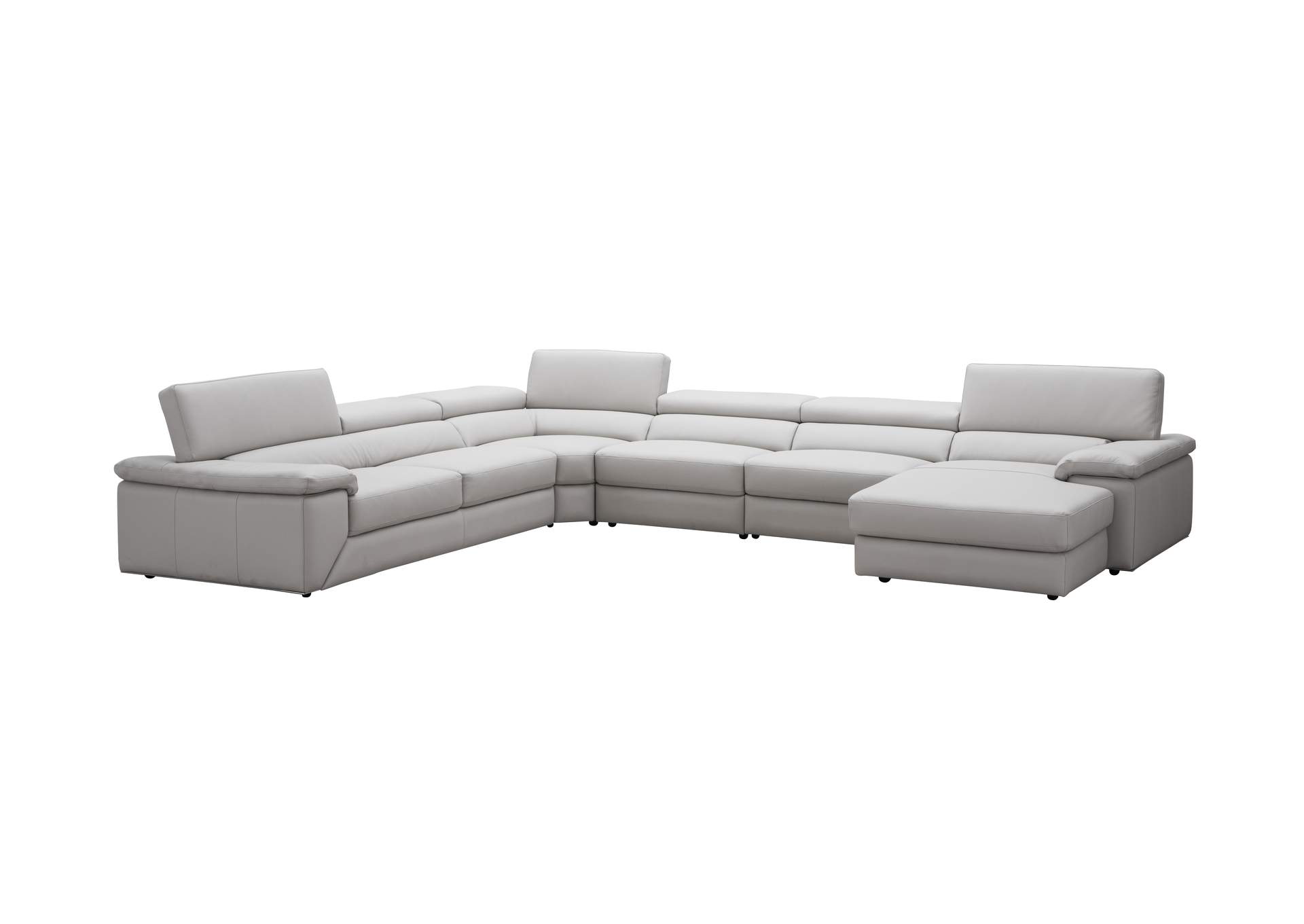 Kobe Right Facing Leather Sectional In Silver Grey image 4