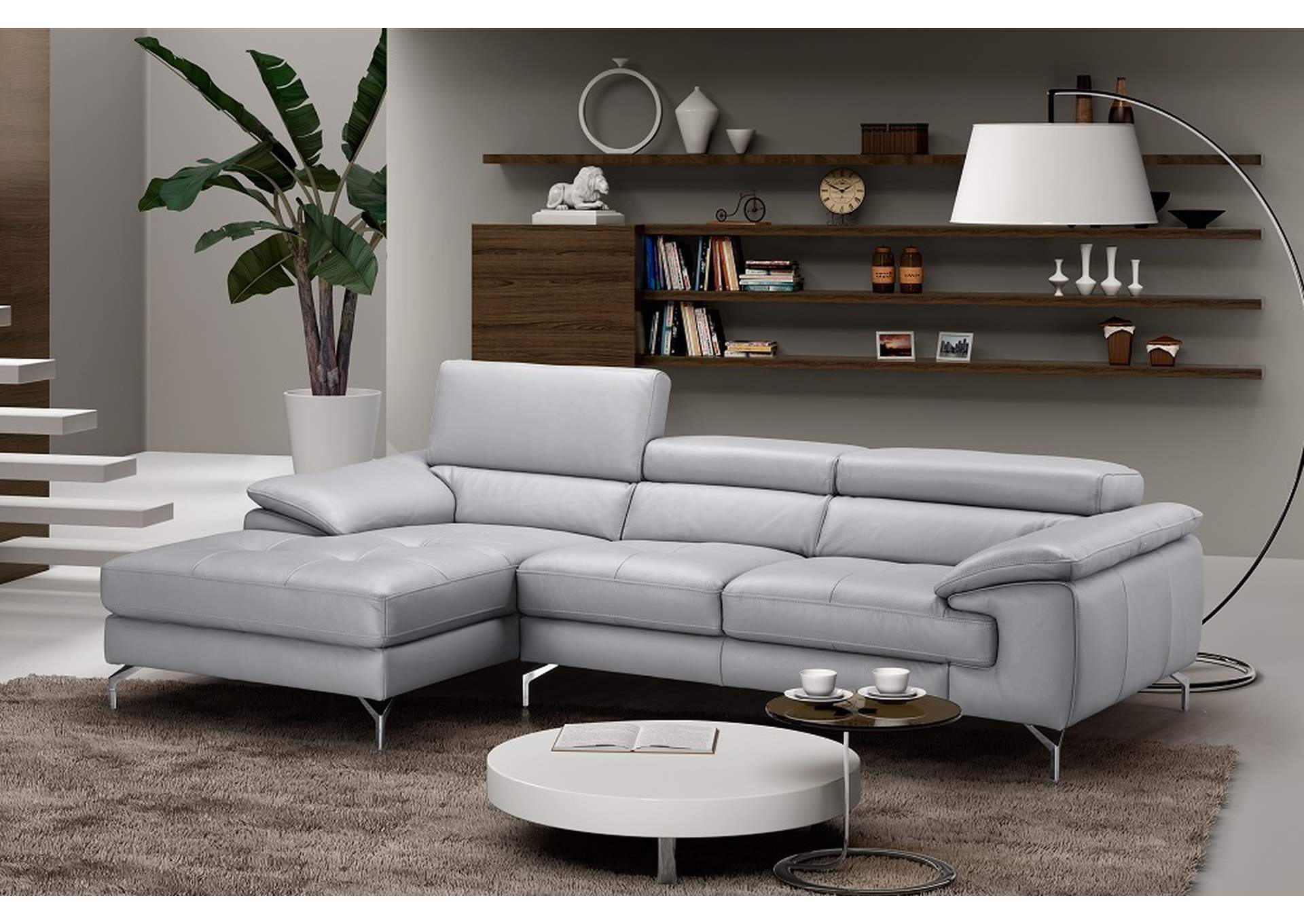 Liam Premium Leather Sectional In Left Hand Facing Chaise image 1