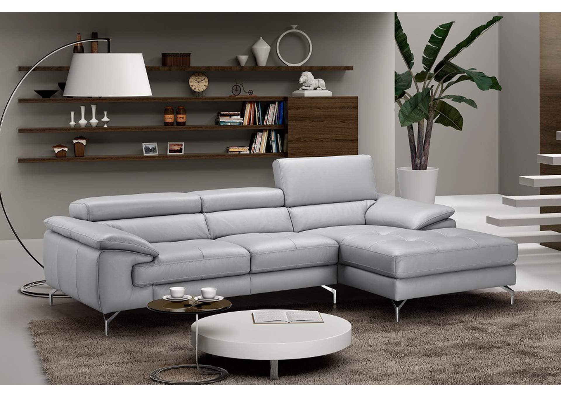 Liam Premium Leather Sectional In Left Hand Facing Chaise image 1