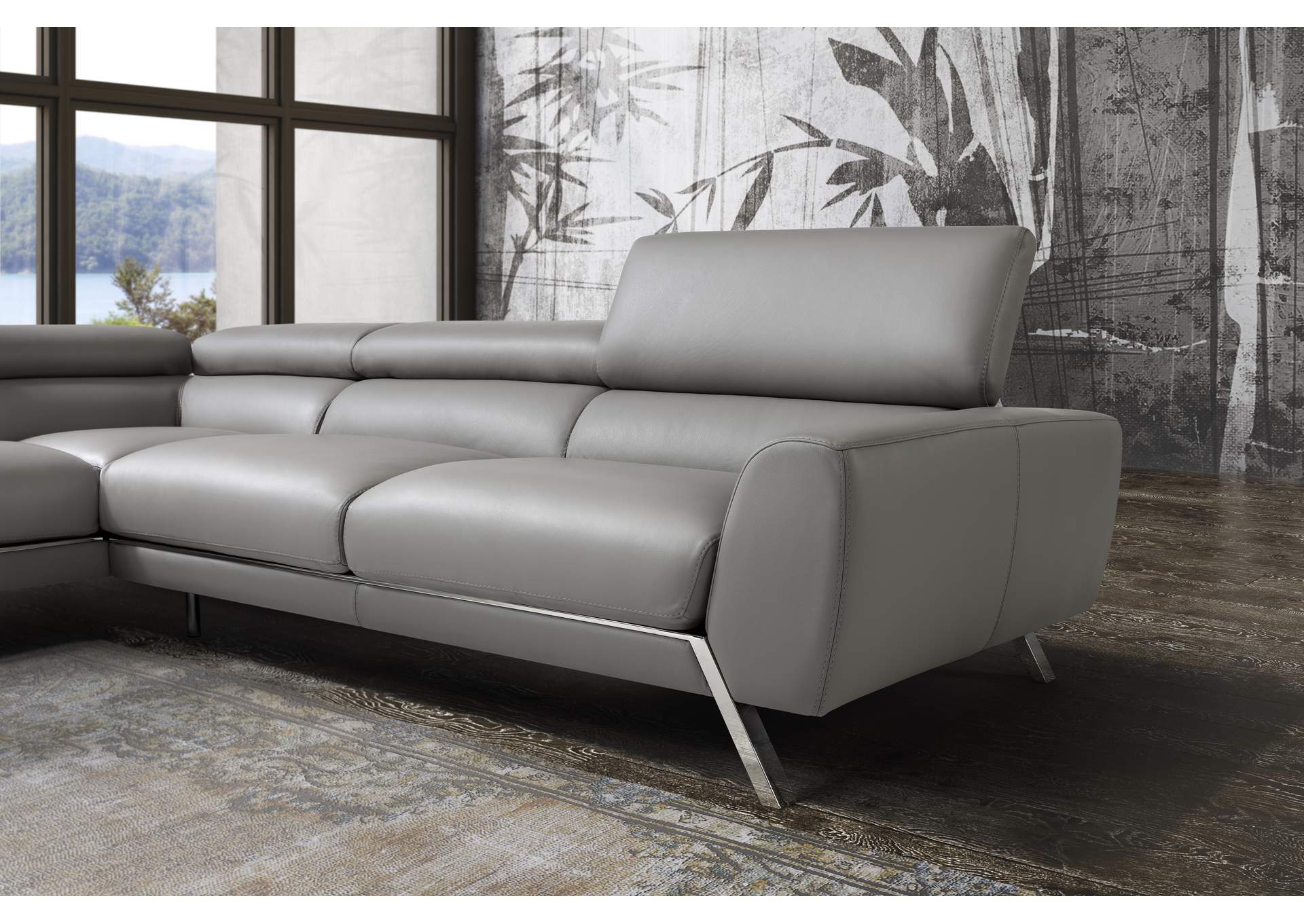 Mood Grey Leather Sectional Left Hand Facing image 6