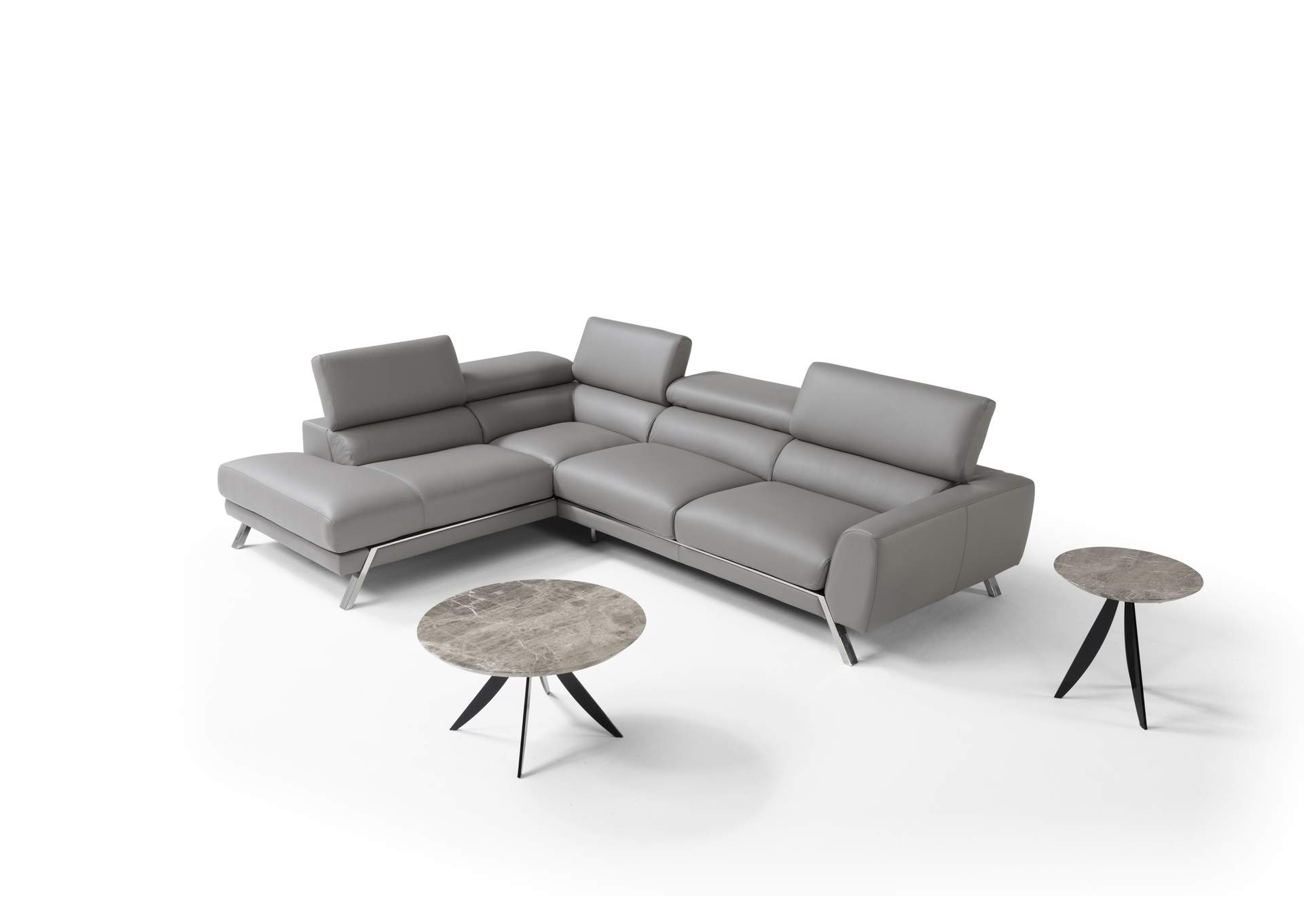 Mood Grey Leather Sectional Left Hand Facing image 5