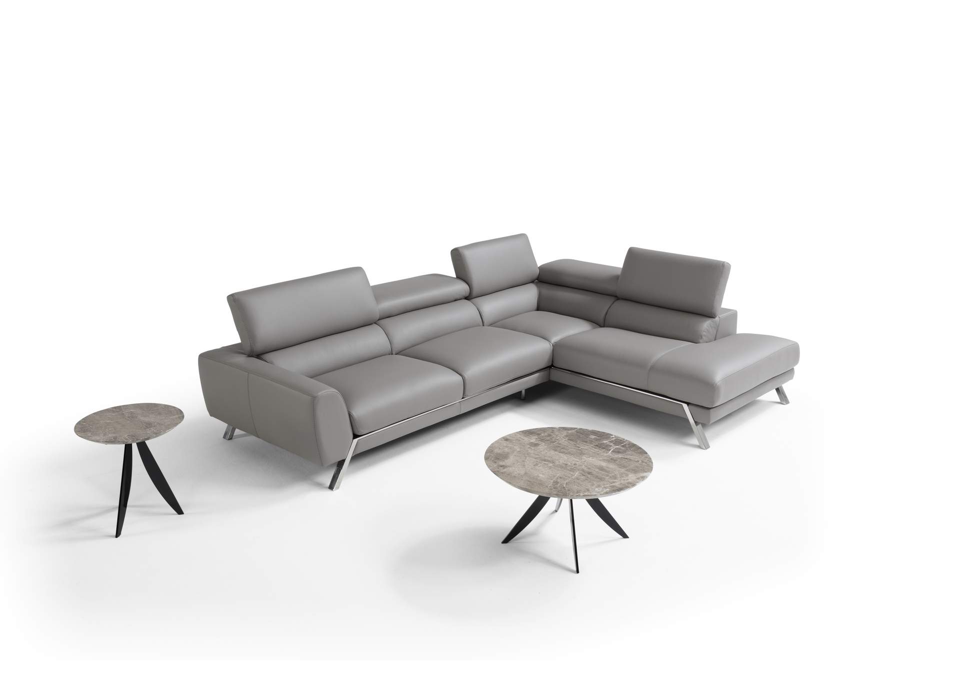 Mood Grey Leather Sectional Right Hand Facing image 5