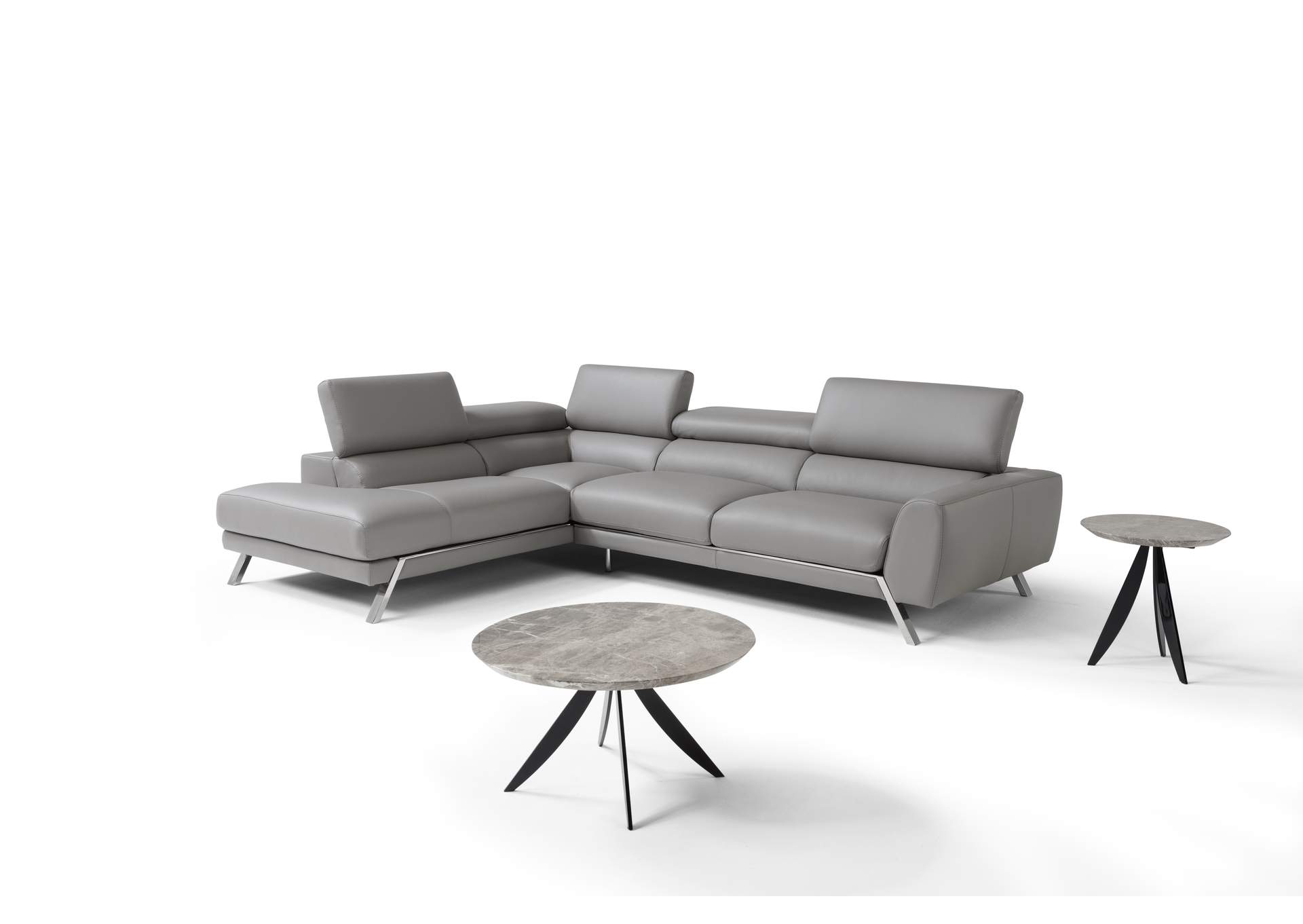 Mood Grey Leather Sectional Left Hand Facing image 3