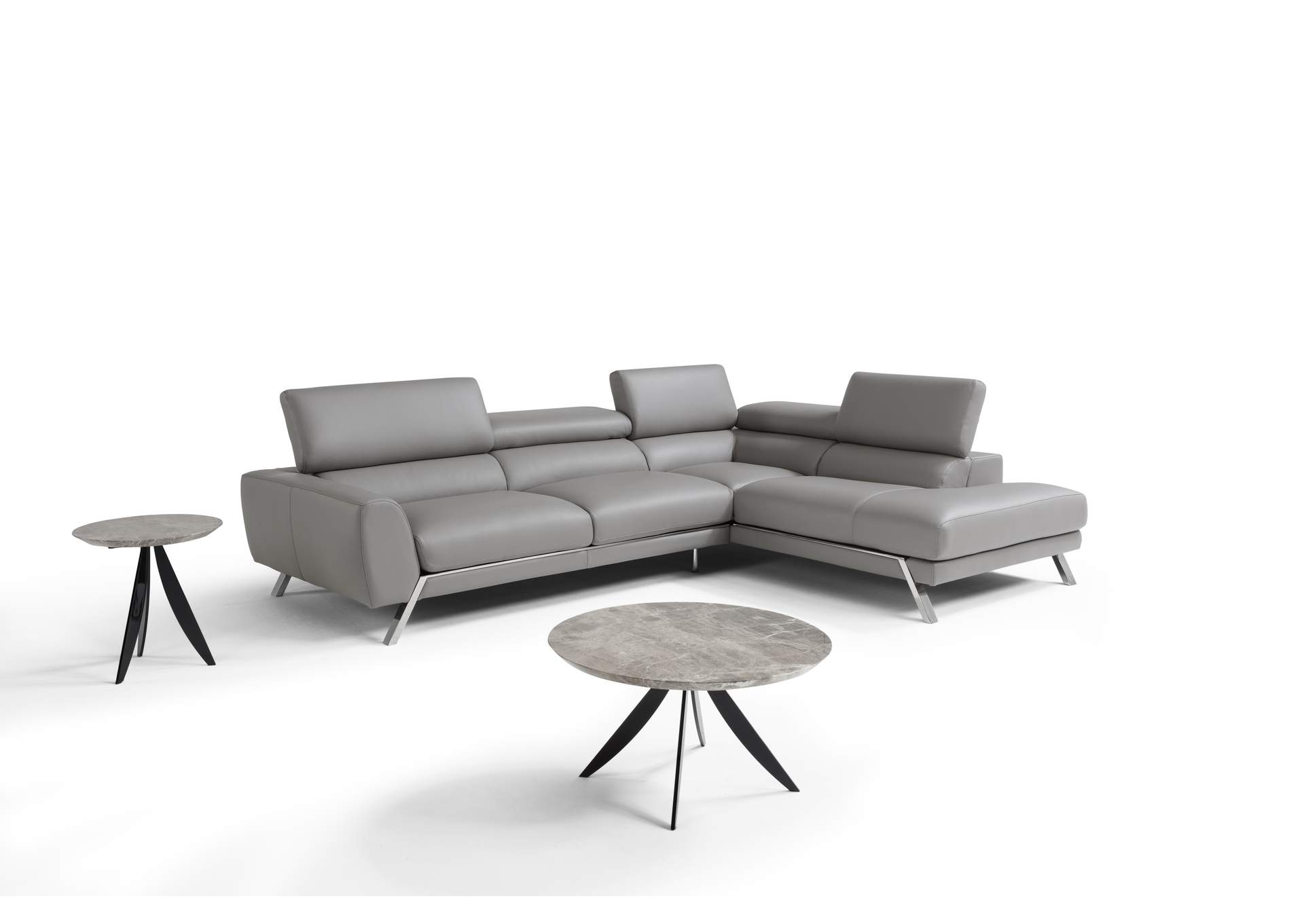 Mood Grey Leather Sectional Right Hand Facing image 3