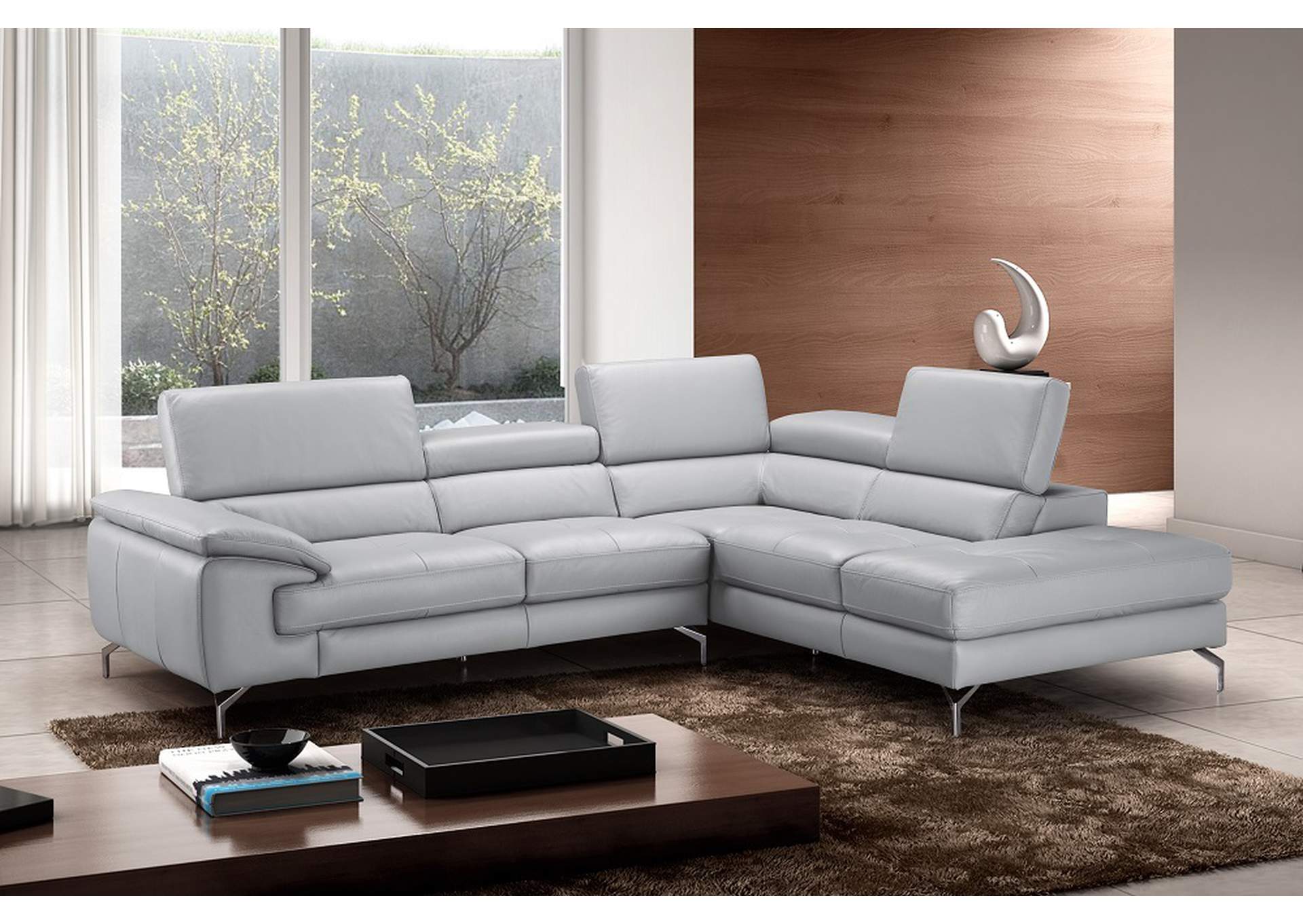 Olivia Premium Leather Sectional In Right Facing Chaise image 1