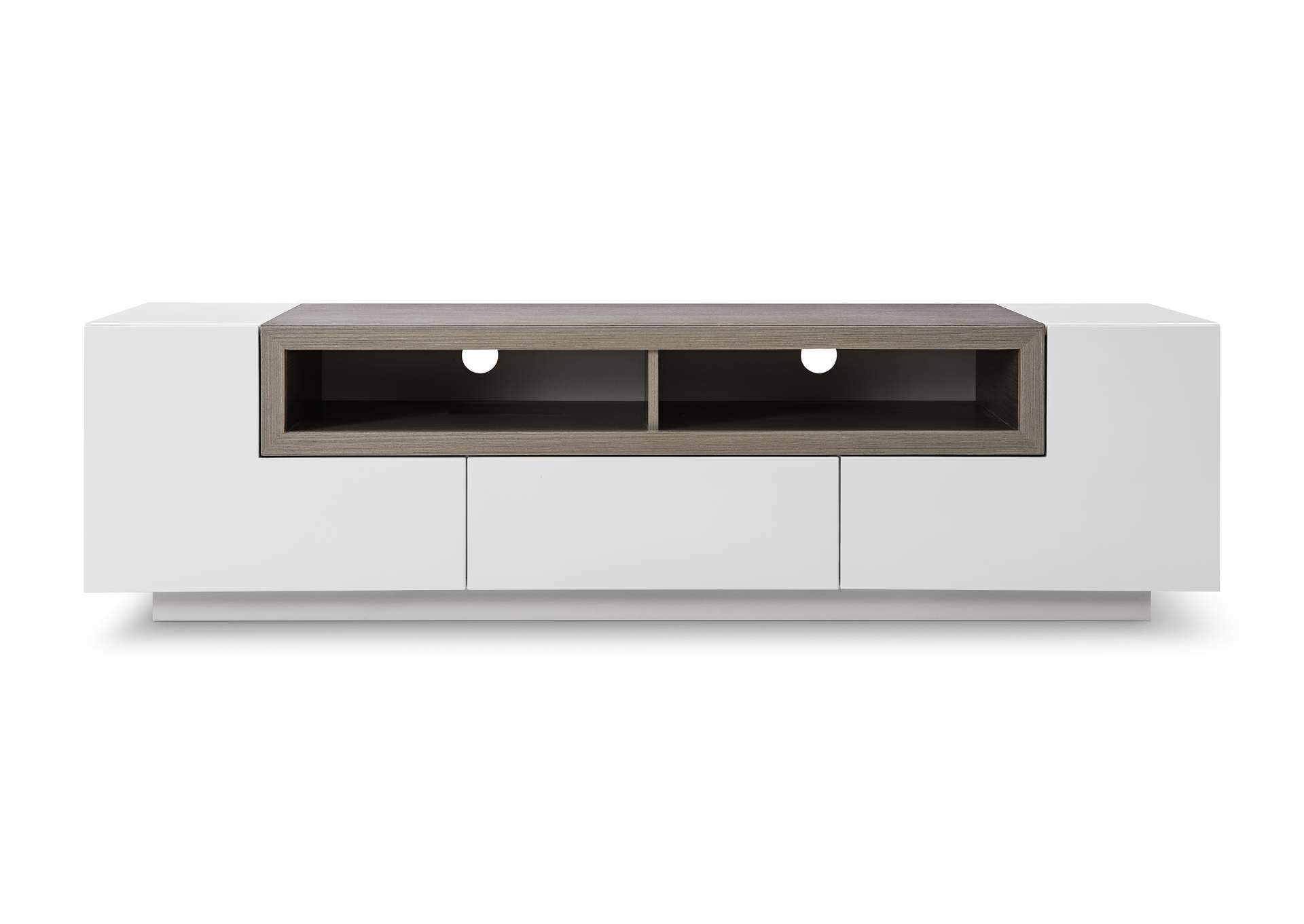 W Tv002 White Gloss - Grey Veneer image 1