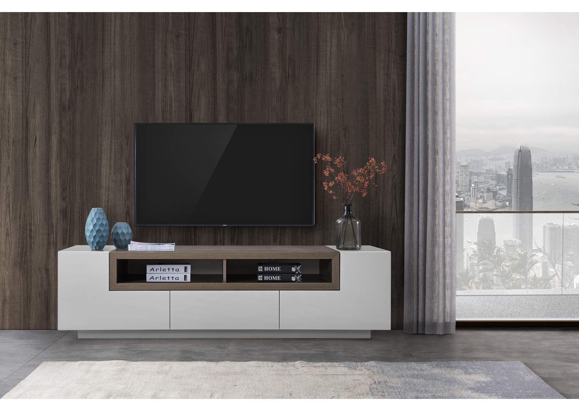 W Tv002 White Gloss - Grey Veneer image 5