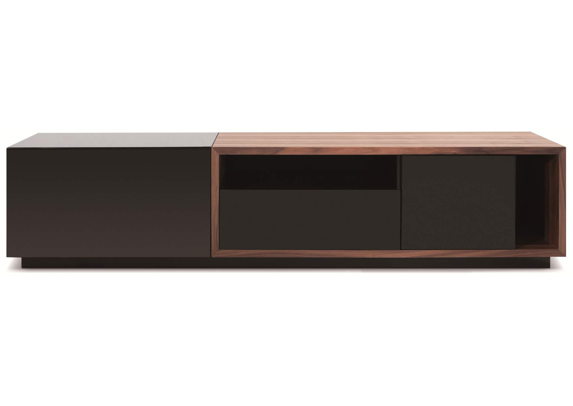 TV Stand 047 In Black High Gloss & Walnut