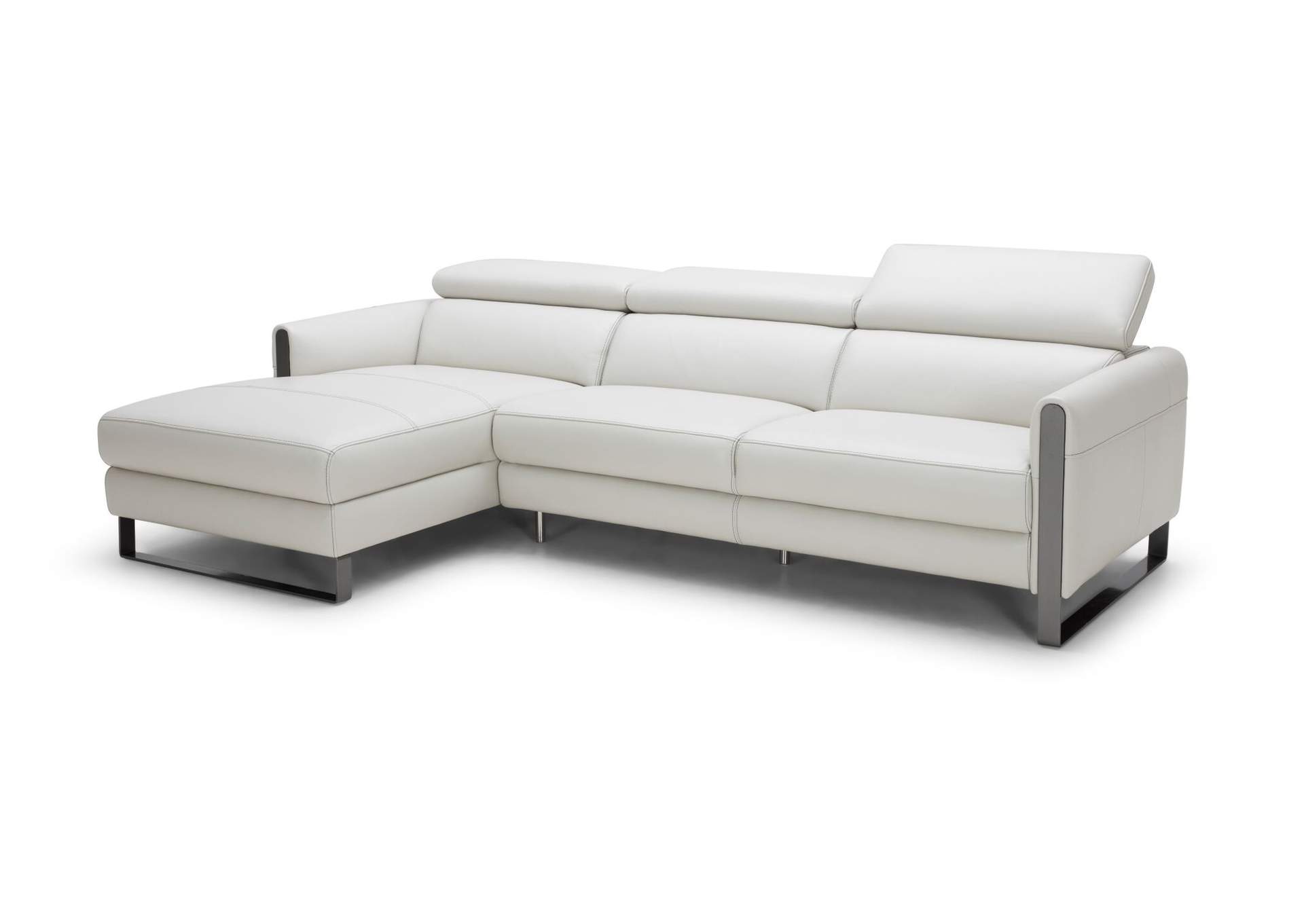 Vella Premium Leather Sectional In Light Grey Left Hand Facing image 1