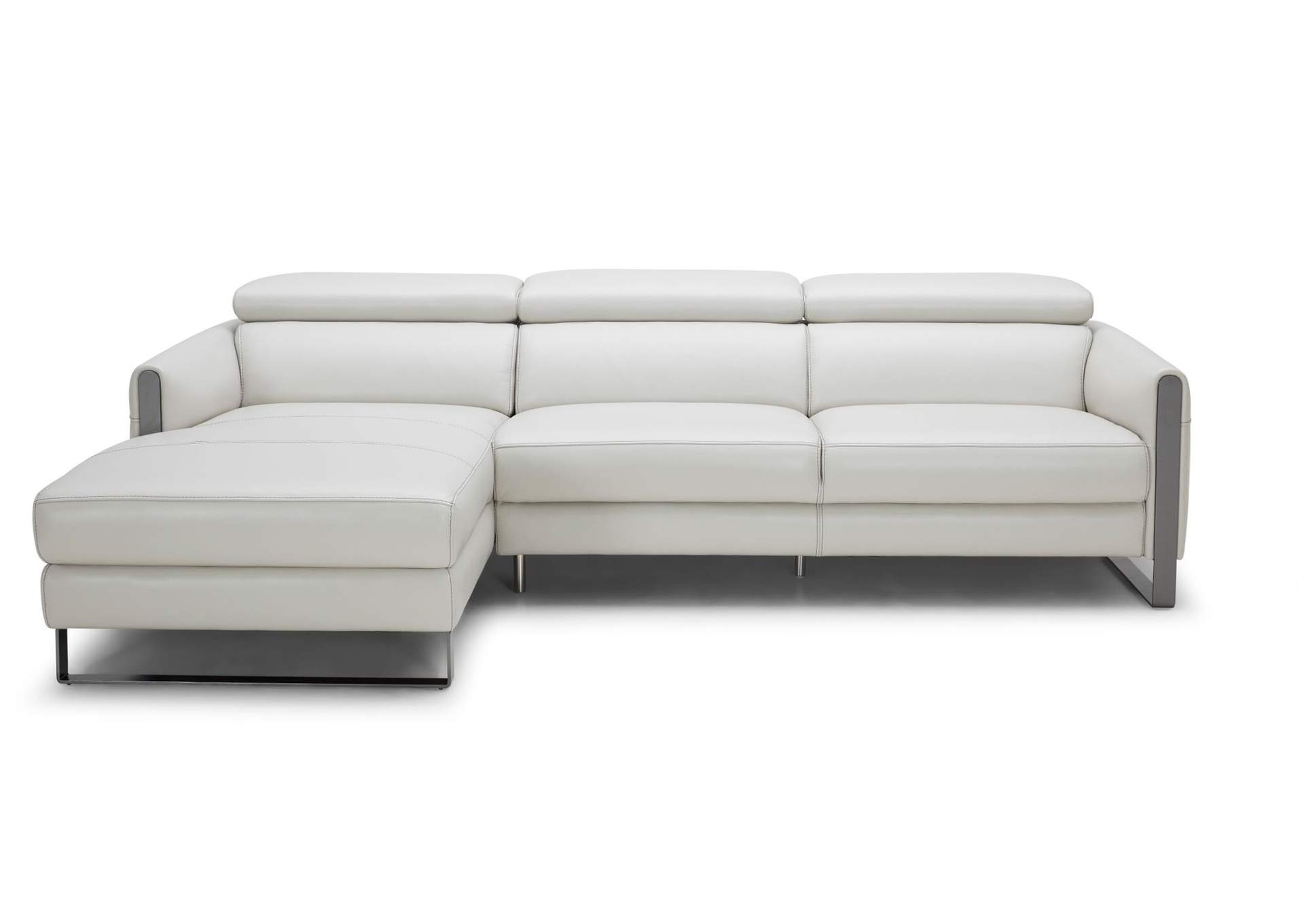 Vella Premium Leather Sectional In Light Grey Left Hand Facing image 3