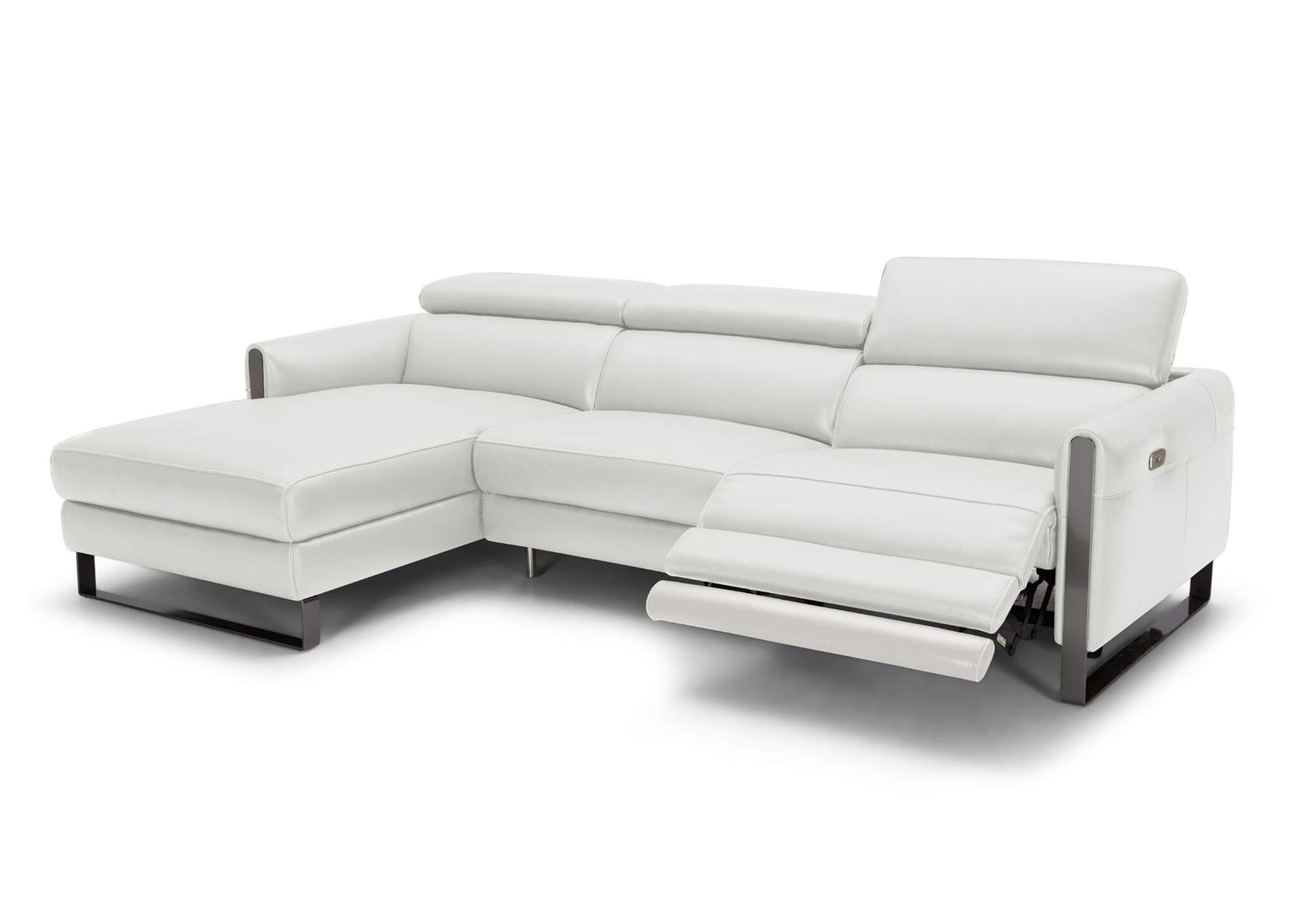 Vella Premium Leather Sectional In Light Grey Left Hand Facing image 4