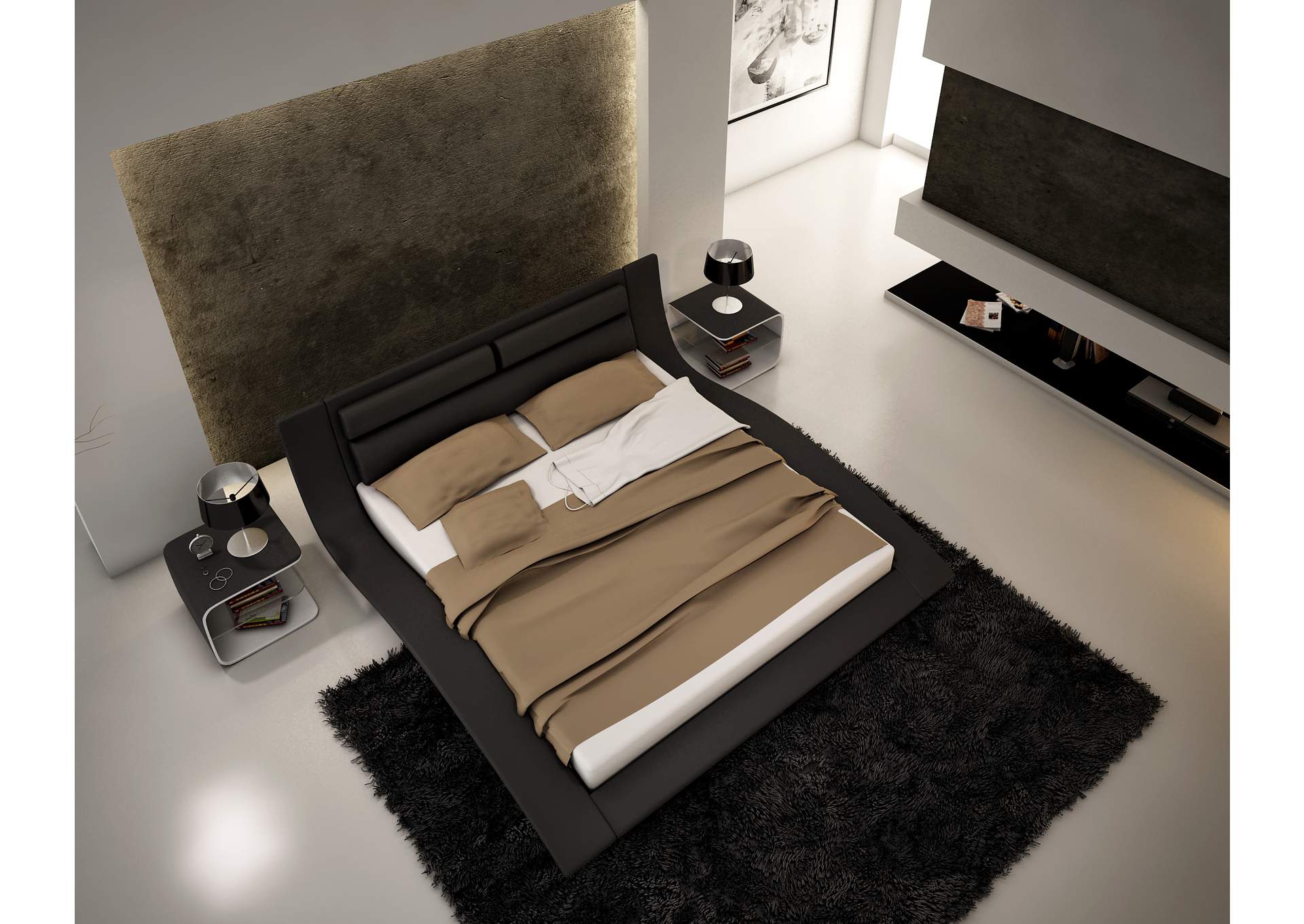 Wave Queen Size Bed In Black image 1