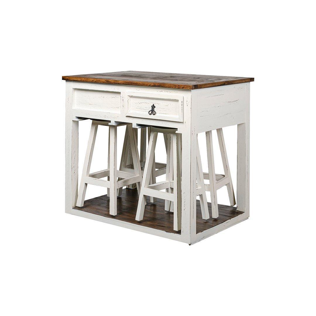 SOLID WOOD ISLAND W/ 4 STOOLS THAT CAN BE STORED UNDER! By ARDENT HOME image 1