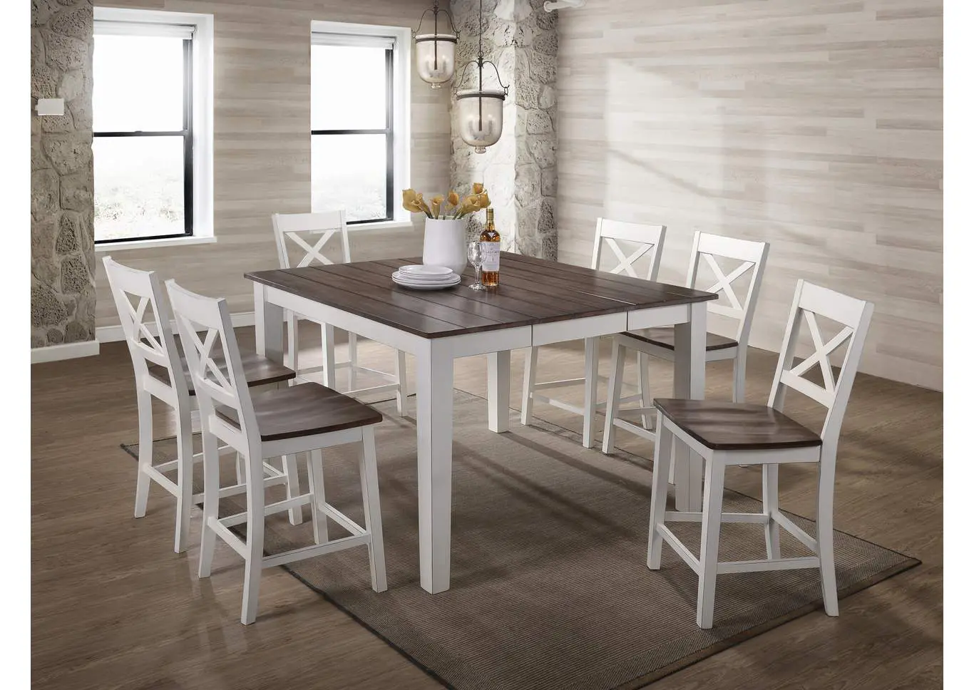 5057 a la carte white 7piece counter height dining set