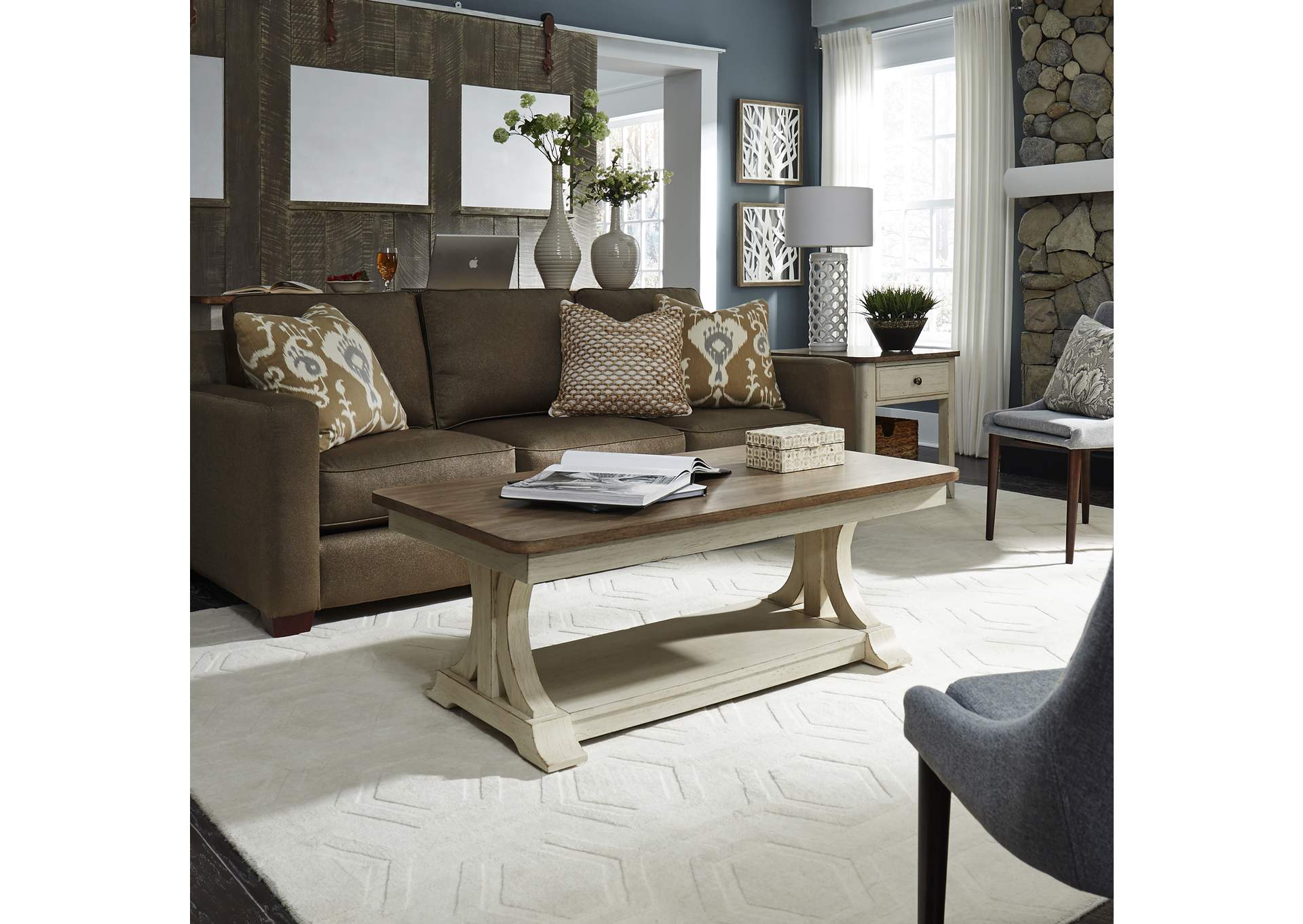 Farmhouse Reimagined End Table with Basket