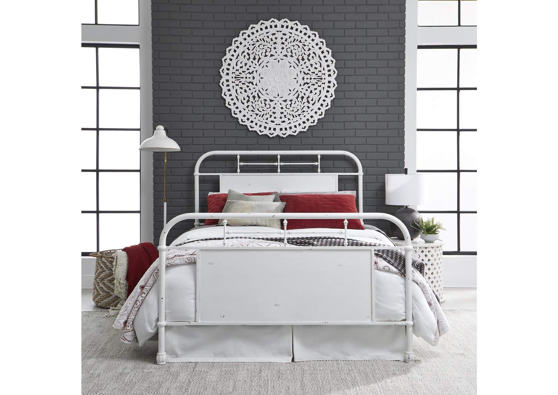 Vintage Series King Metal Bed Antique White