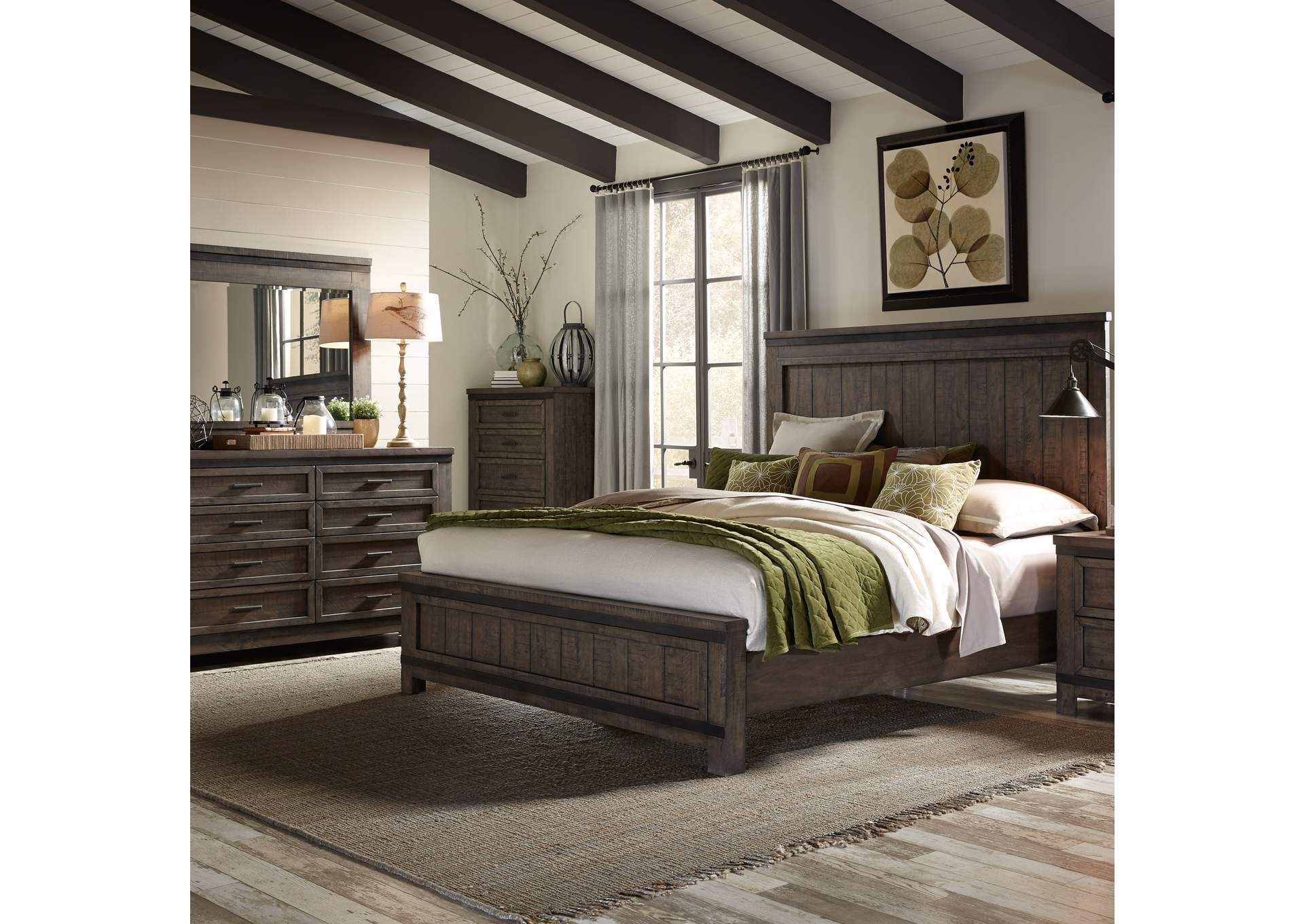 Thornwood Hills California King Panel Bed, Dresser & Mirror, Chest