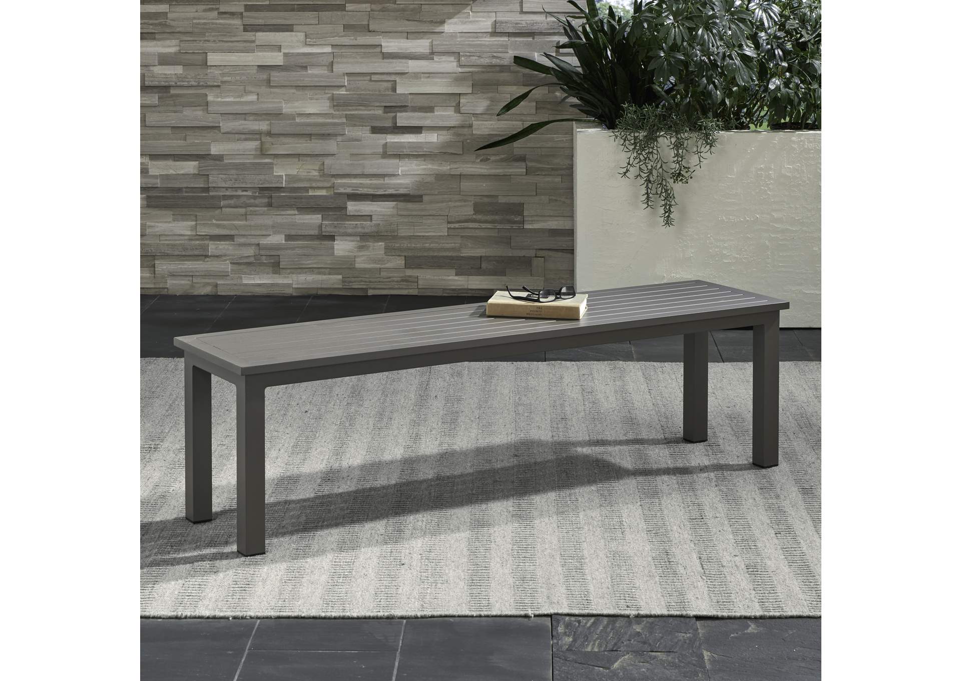 Plantation Key Outdoor Dining Bench - Granite