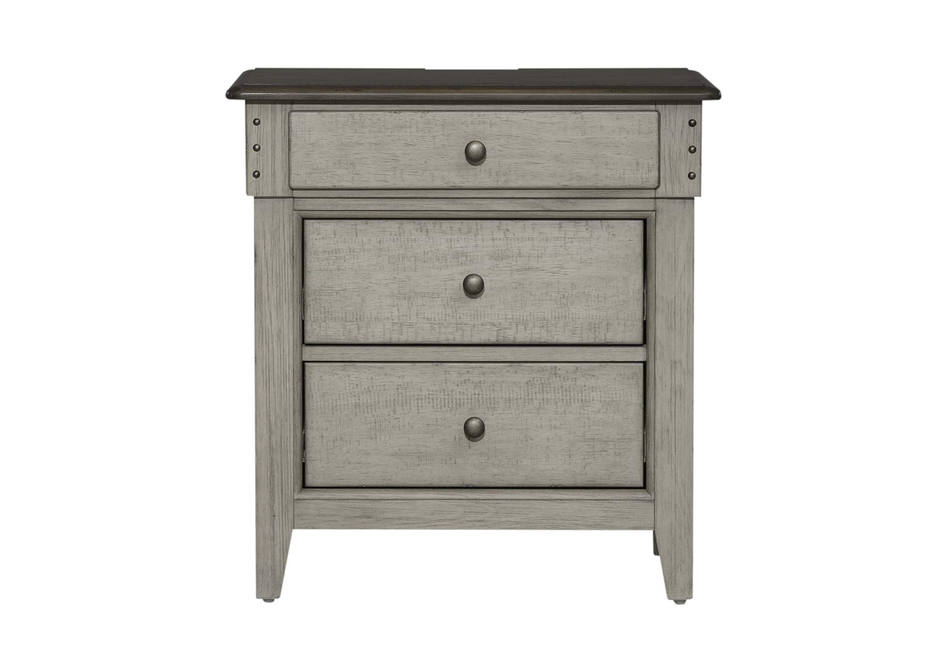 Ivy Hollow 3 Drawer Nightstand with Charging Station