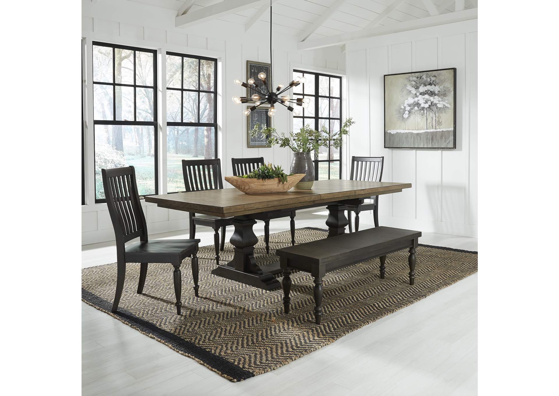 Harvest Home 6 Piece Trestle Table Set