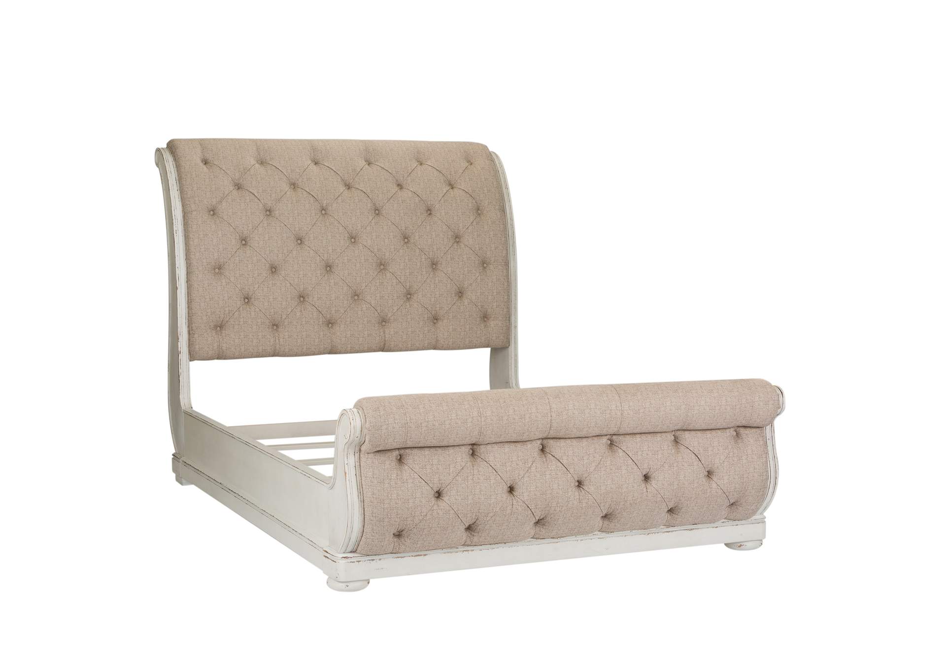 Abbey Park King Upholstered Sleigh Bed, Dresser & Mirror