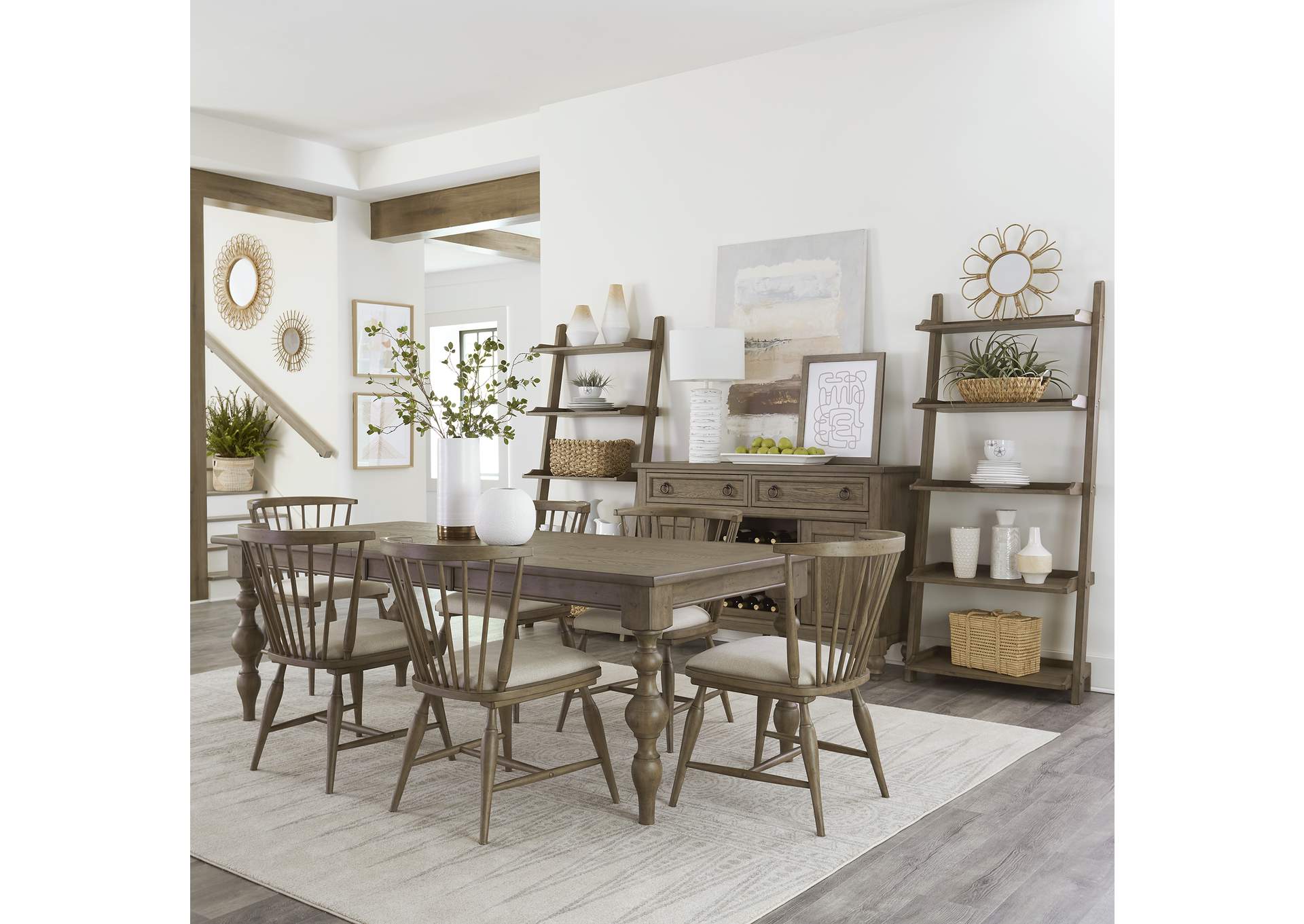 Americana Farmhouse 7 Piece Rectangular Table Set