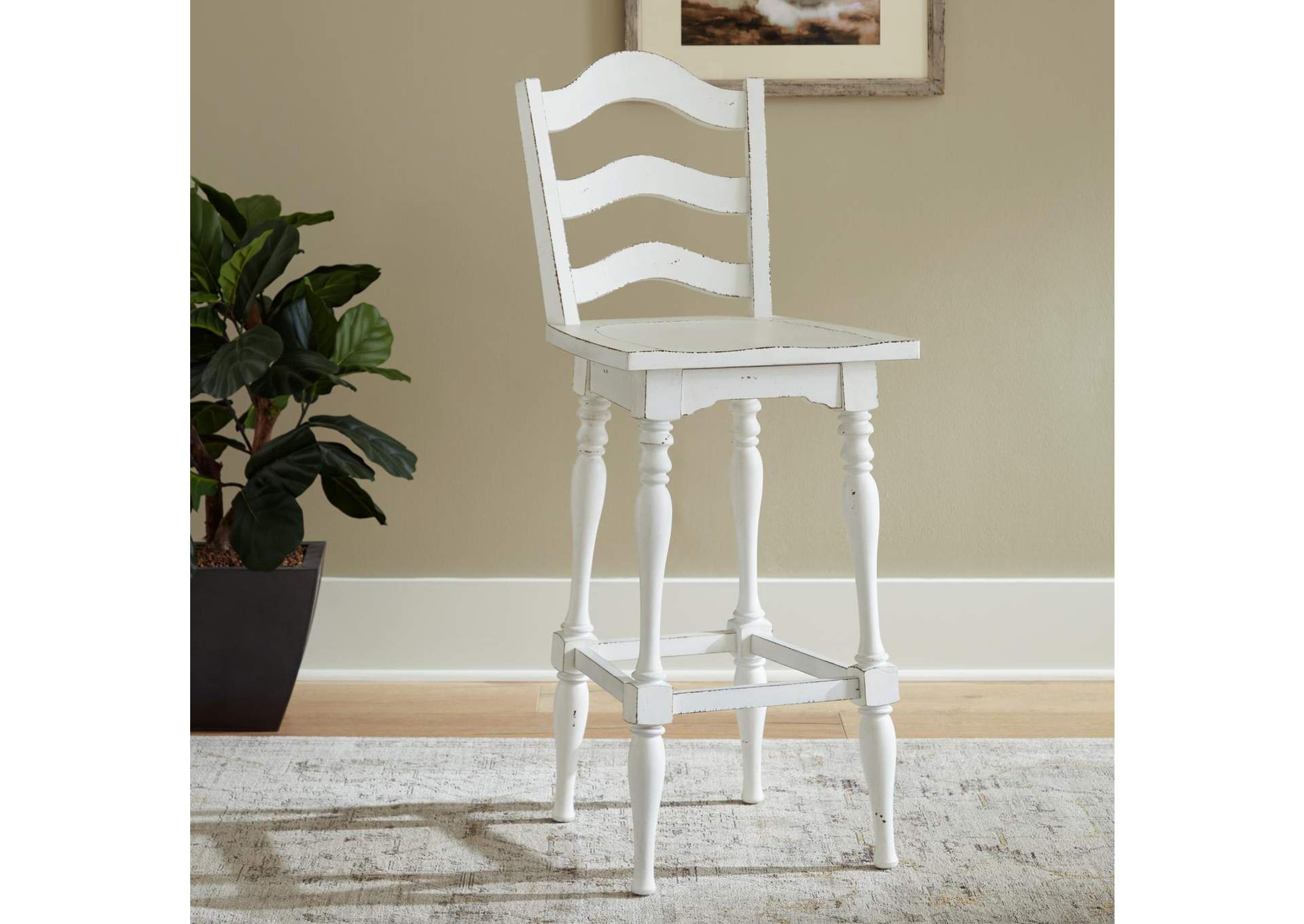 Magnolia Manor Ladderback Swivel Bar Stool