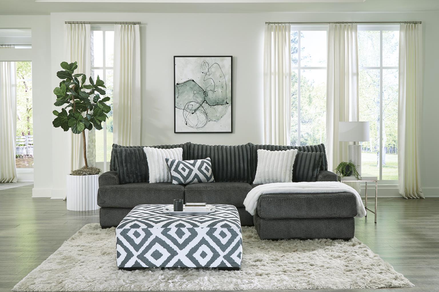 0938 Tweed Gunmetal Sectional w/Chaise image 1