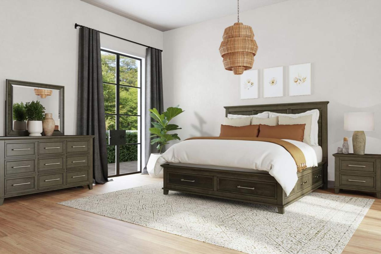 Canterbury Queen Storage 5 Piece Bedroom Set In Grey image 1