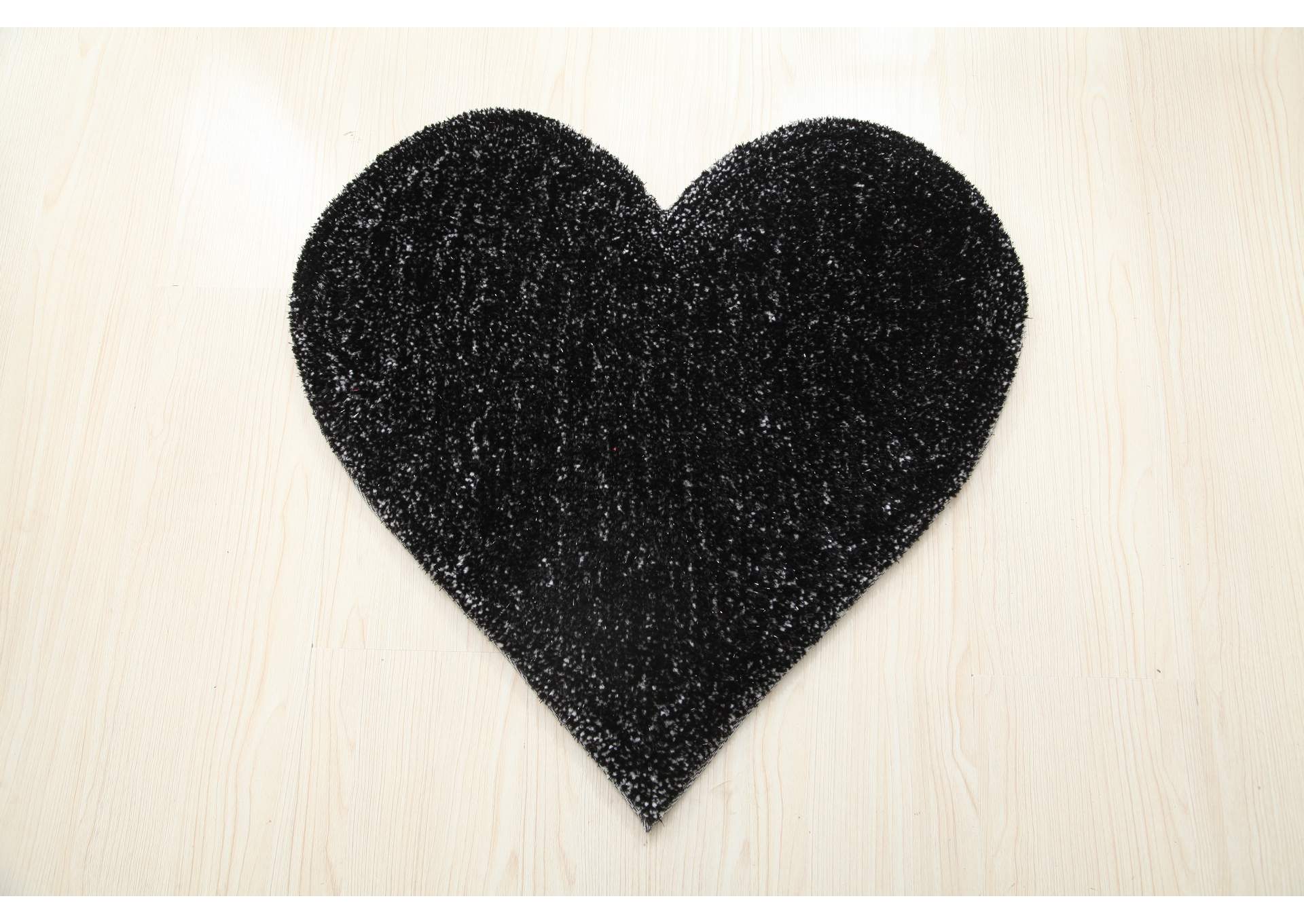 Heart Black/White 2'4 X 2'4 Rug image 1