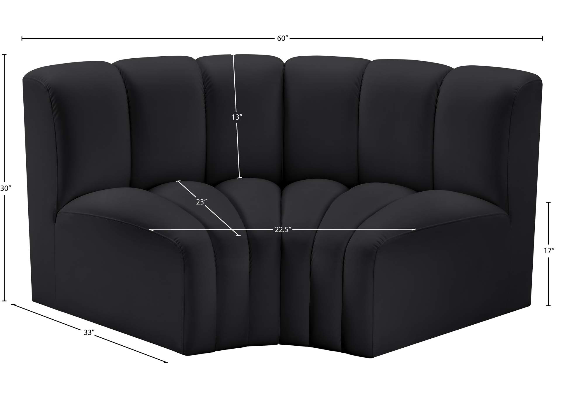 Arc Black Vegan Leather Modular Sofa