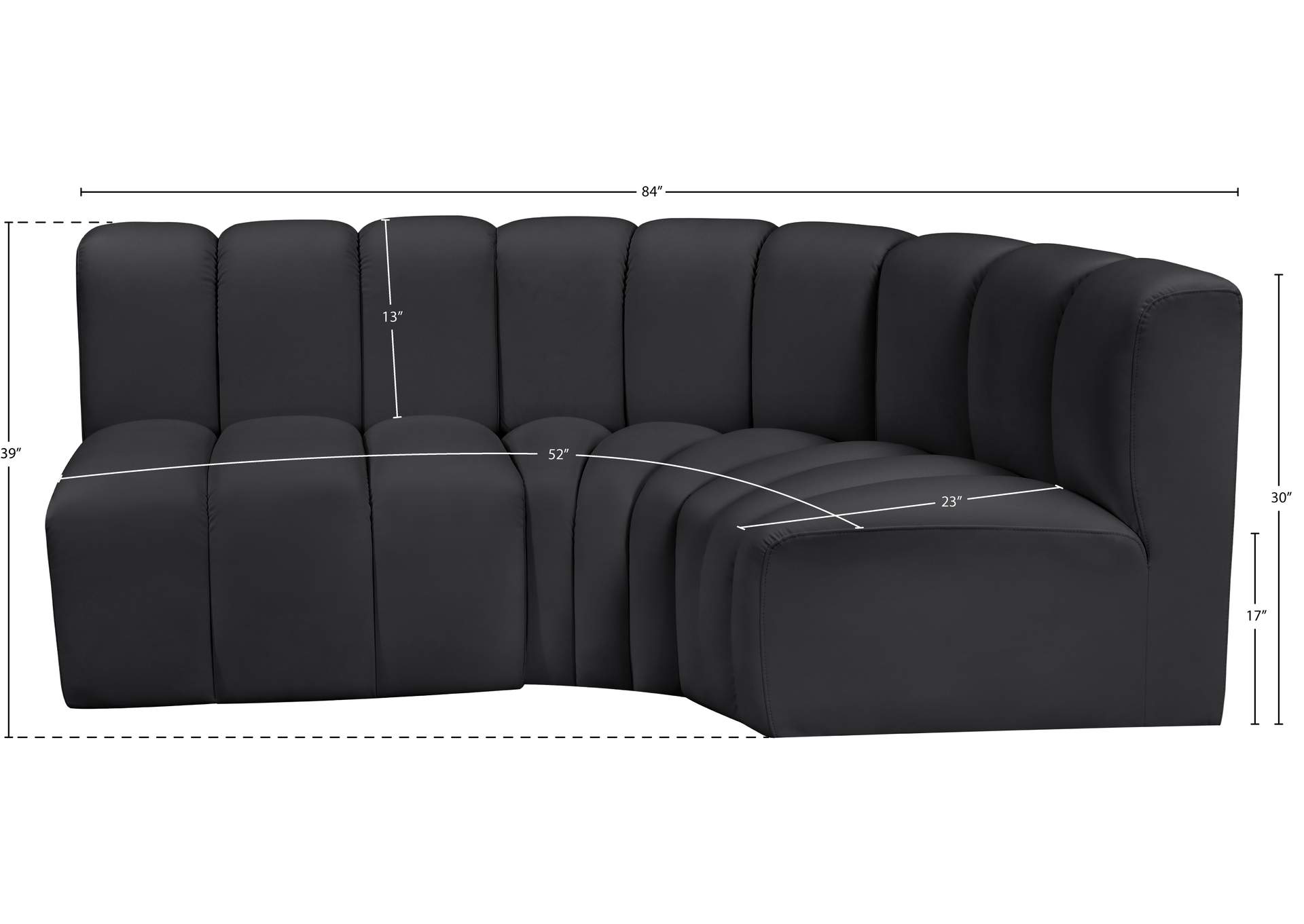 Arc Black Vegan Leather Modular Sofa image 12