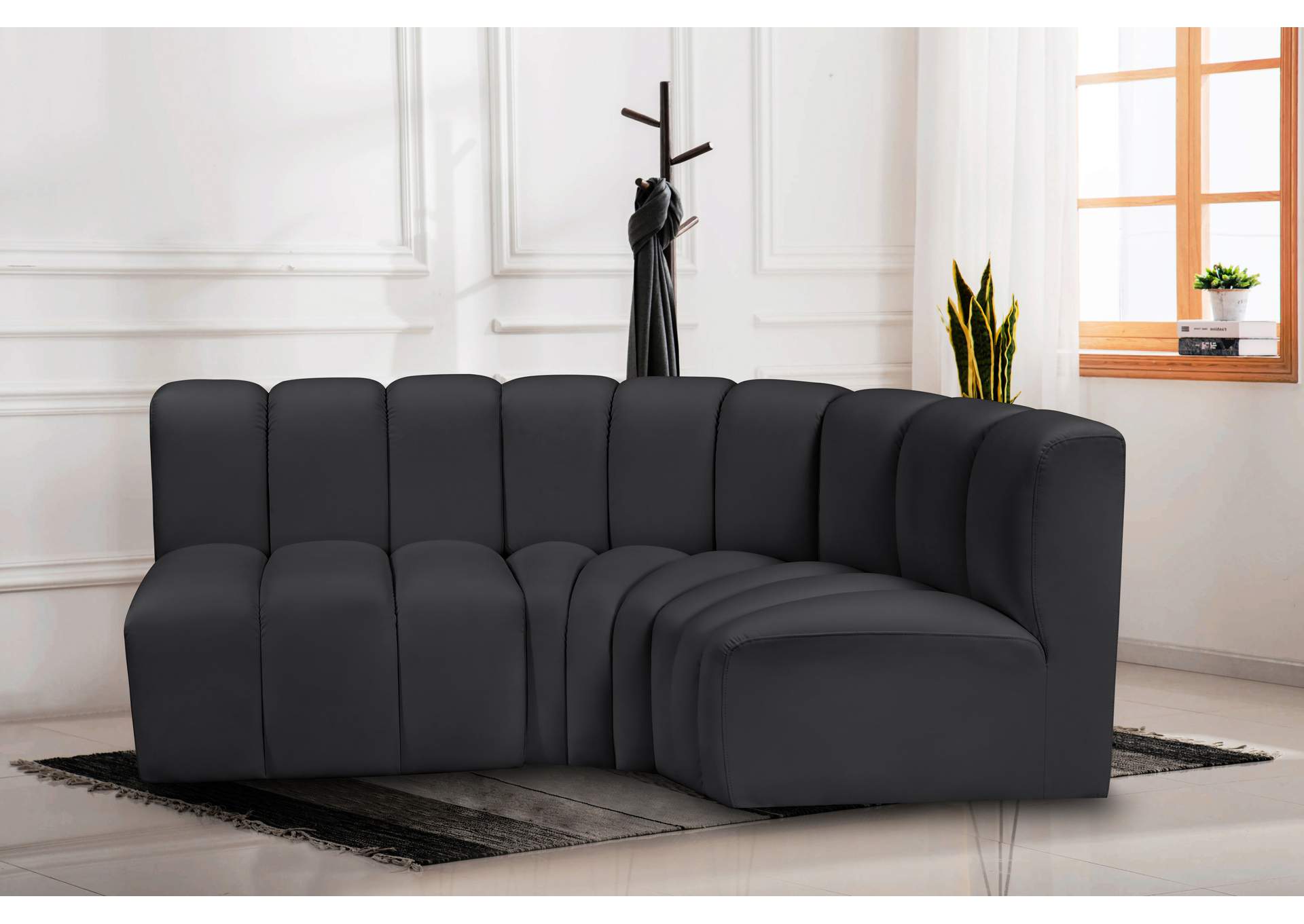 Arc Black Vegan Leather Modular Sofa image 3