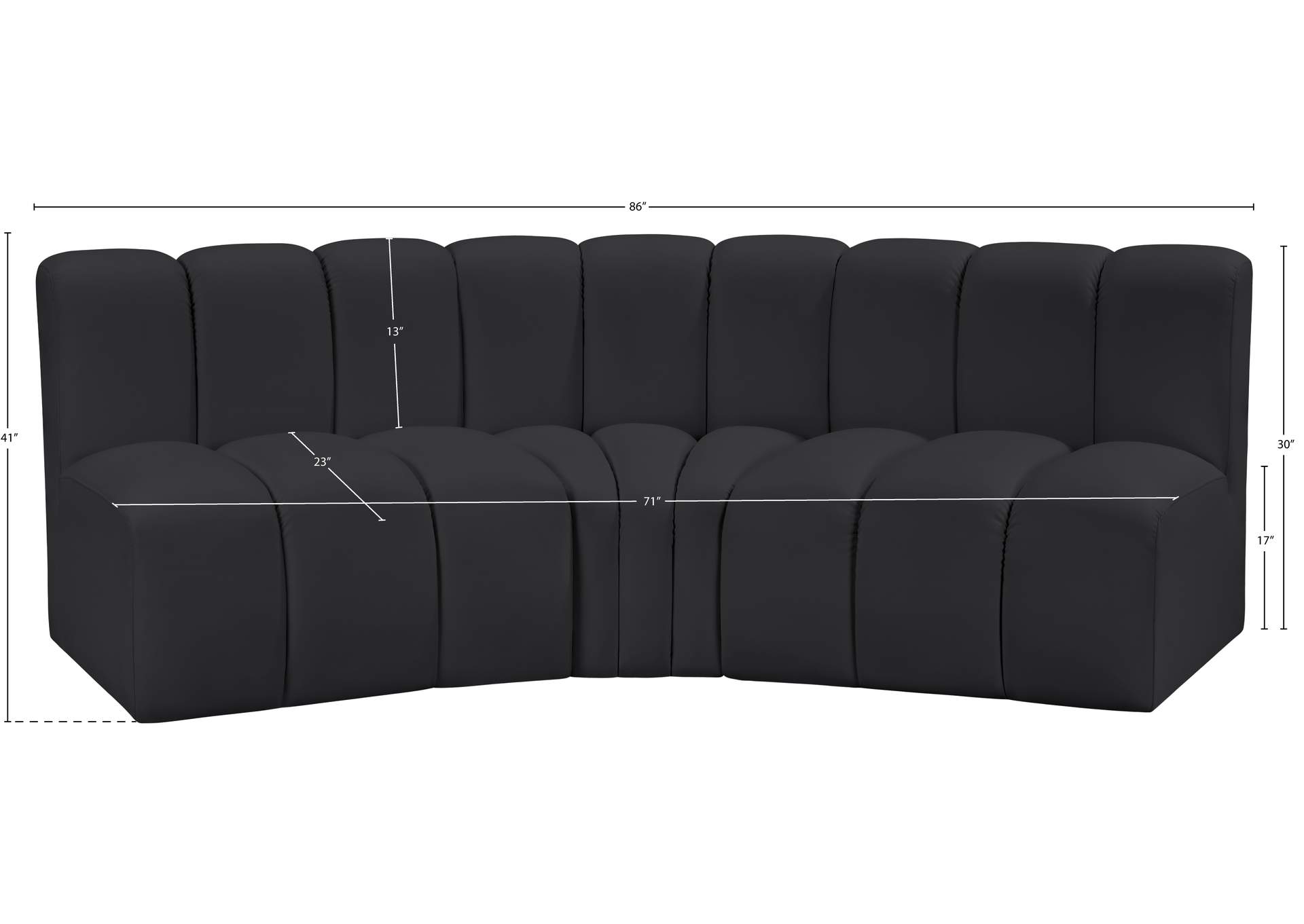 Arc Black Vegan Leather Modular Sofa image 12