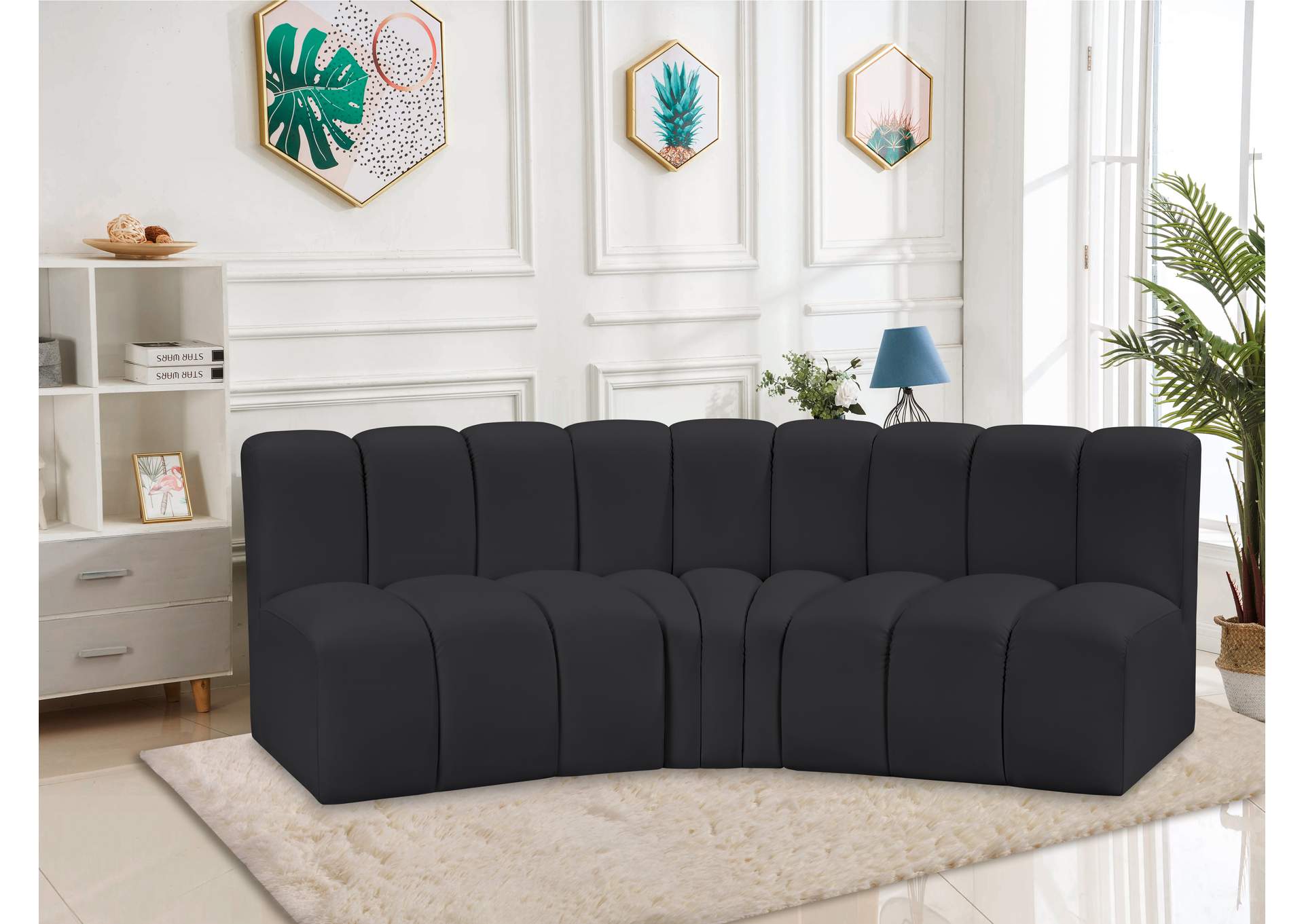 Arc Black Vegan Leather Modular Sofa image 3