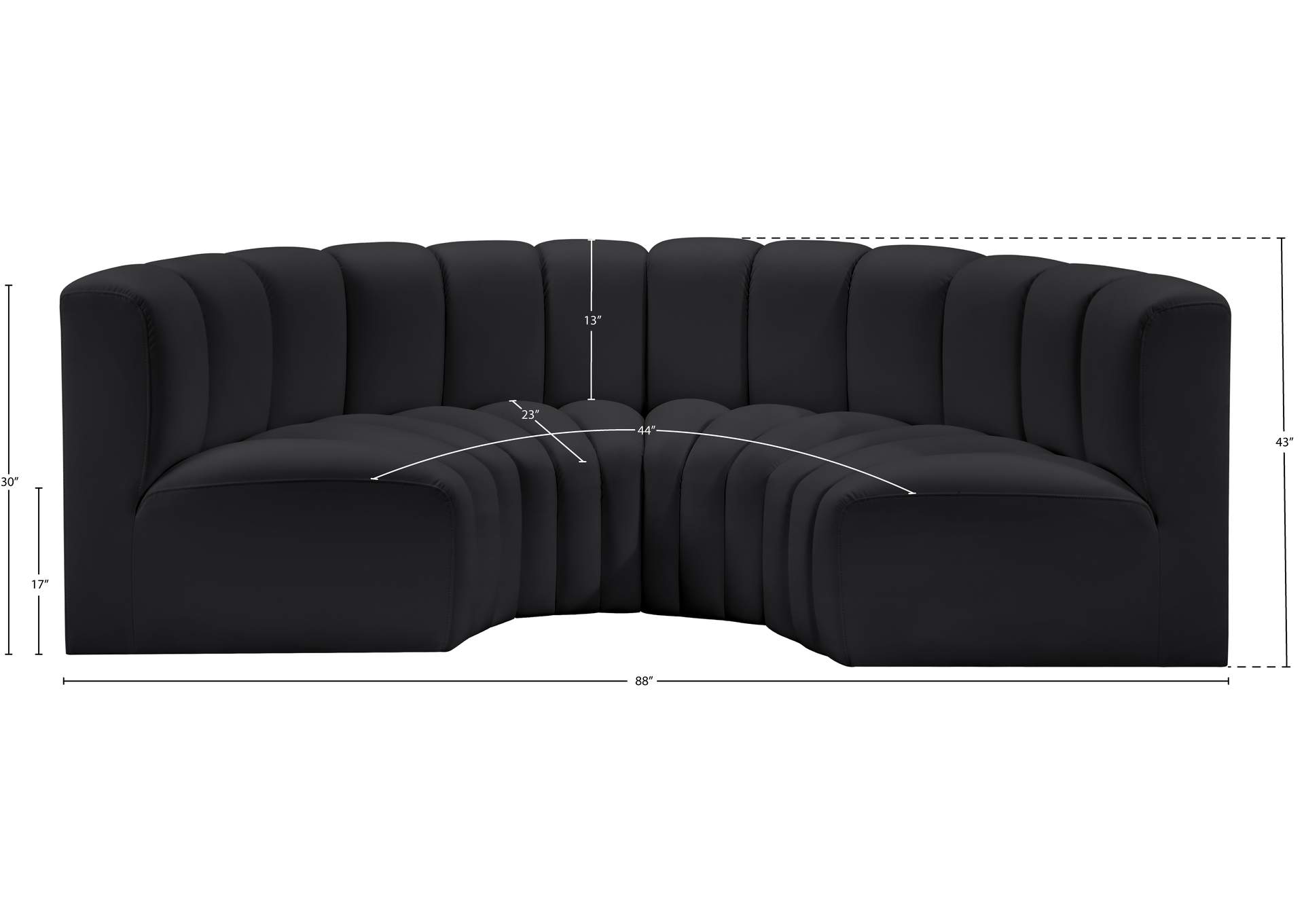 Arc Black Vegan Leather Modular Sofa image 12