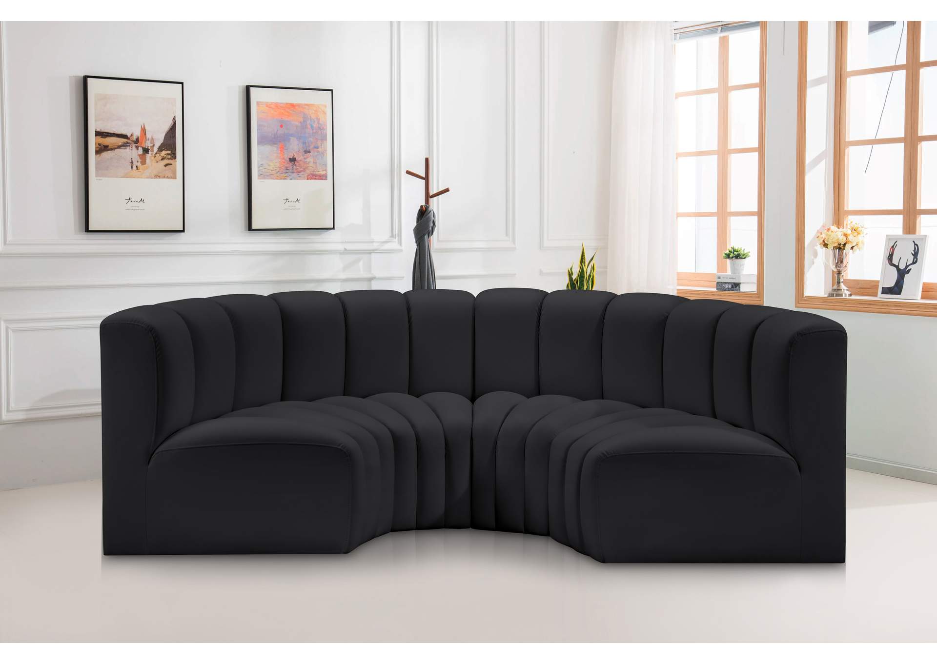 Arc Black Vegan Leather Modular Sofa image 3