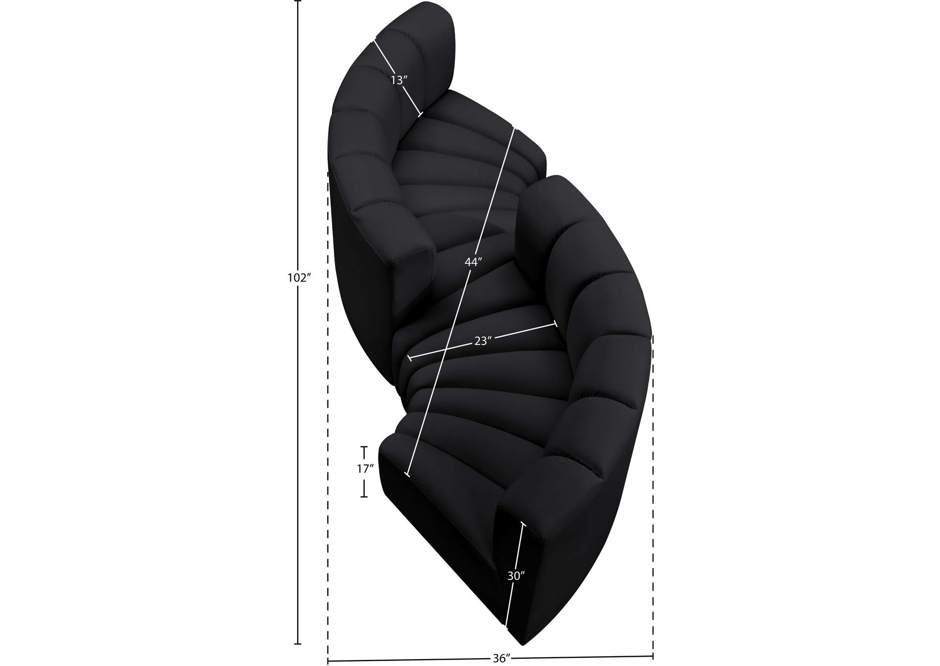 Arc Black Vegan Leather Modular Sofa image 12