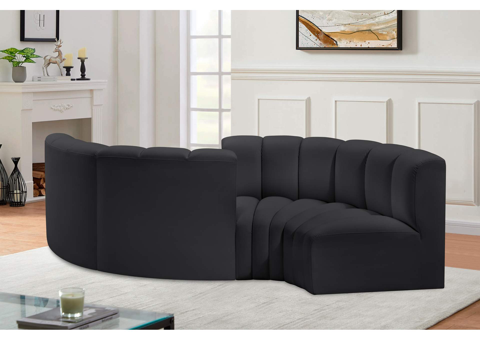 Arc Black Vegan Leather Modular Sofa image 3