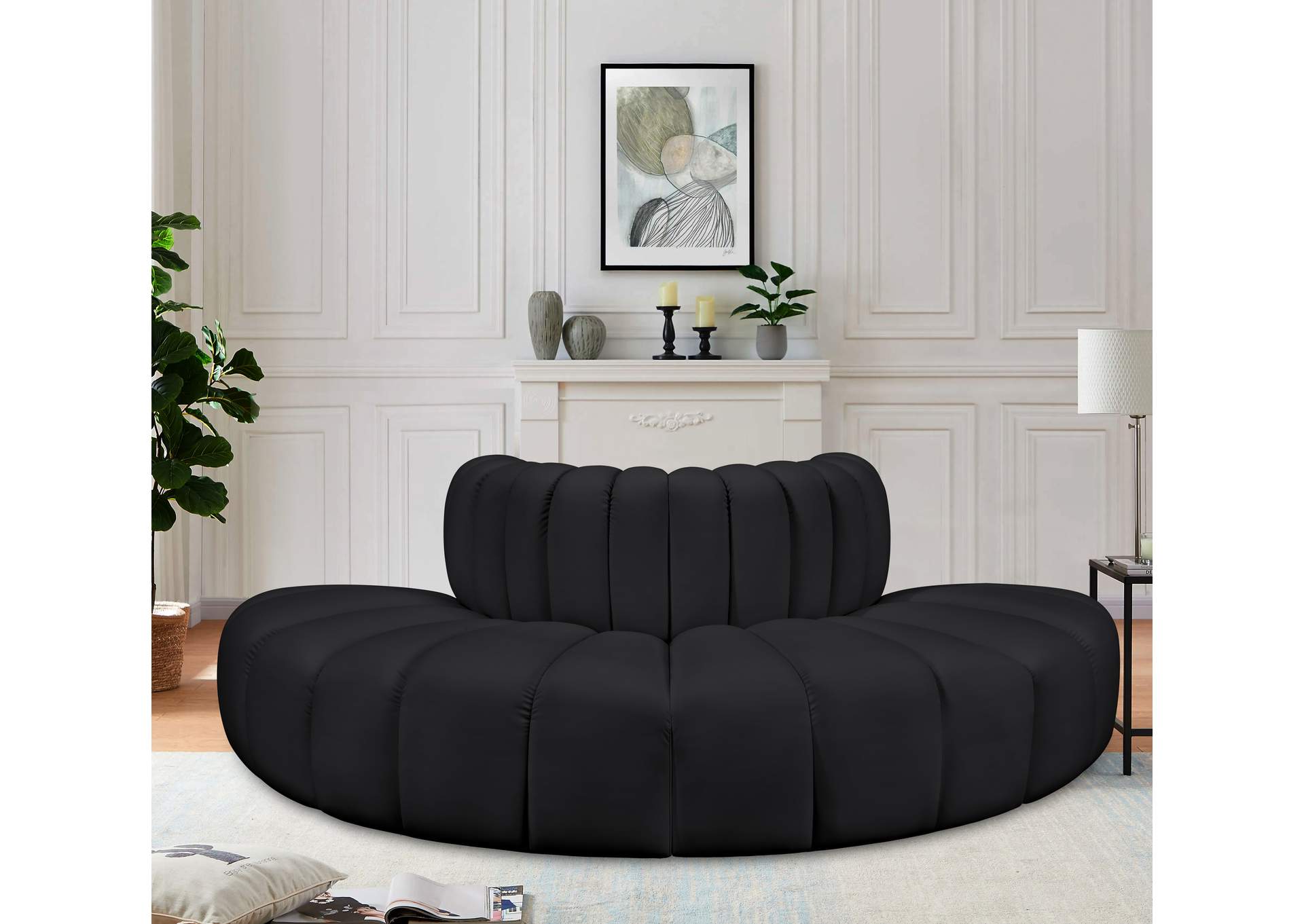 Arc Black Vegan Leather Modular Sofa