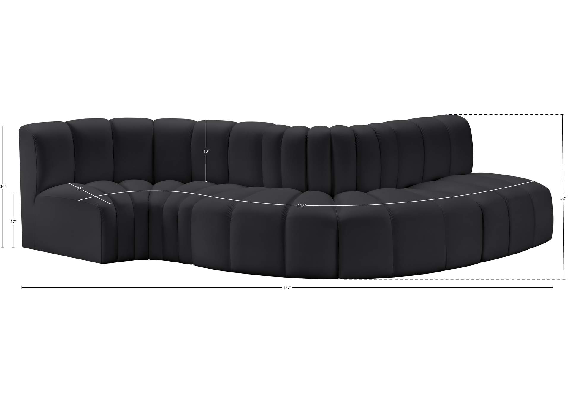 Arc Black Vegan Leather Modular Sofa image 12