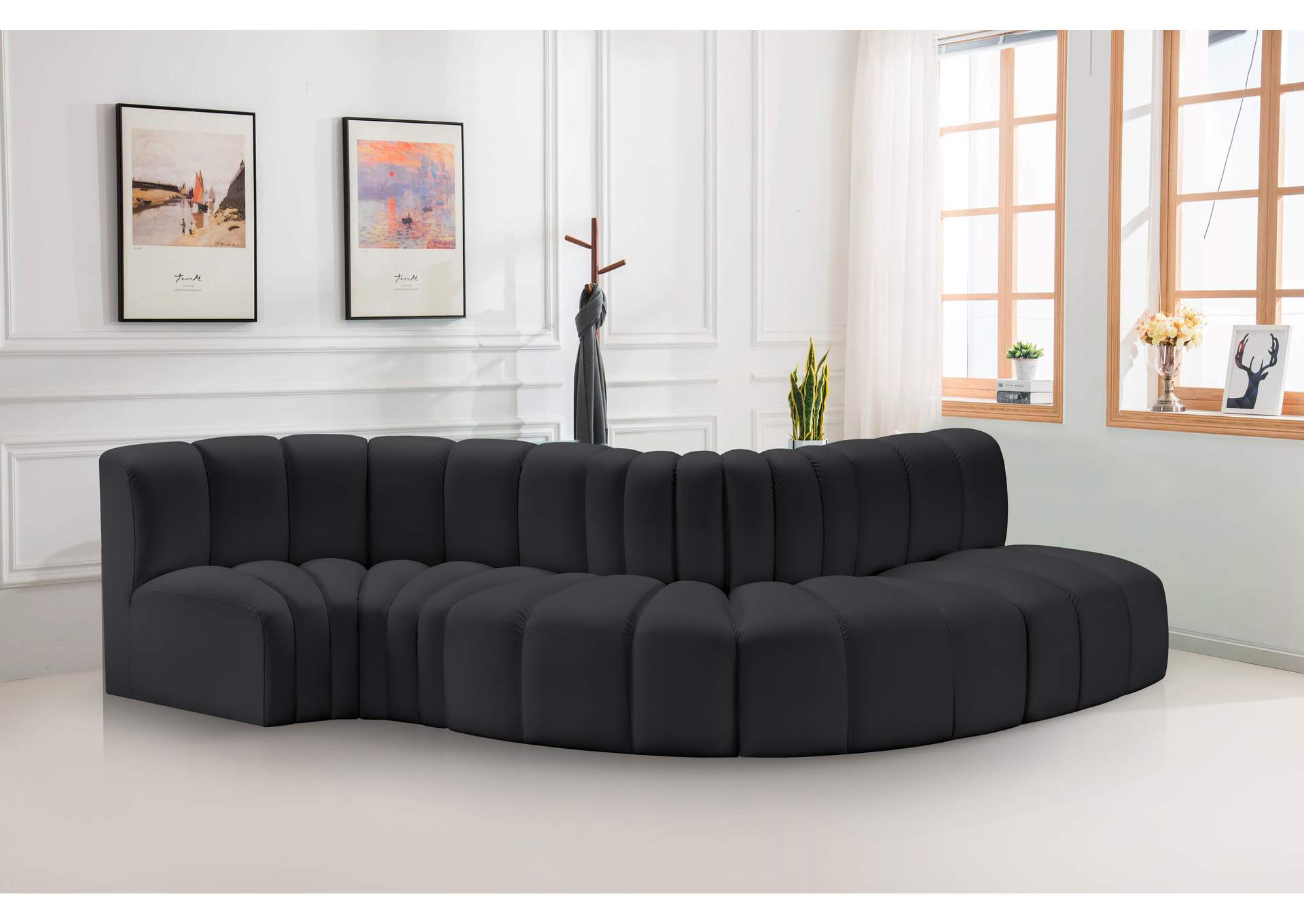Arc Black Vegan Leather Modular Sofa image 3