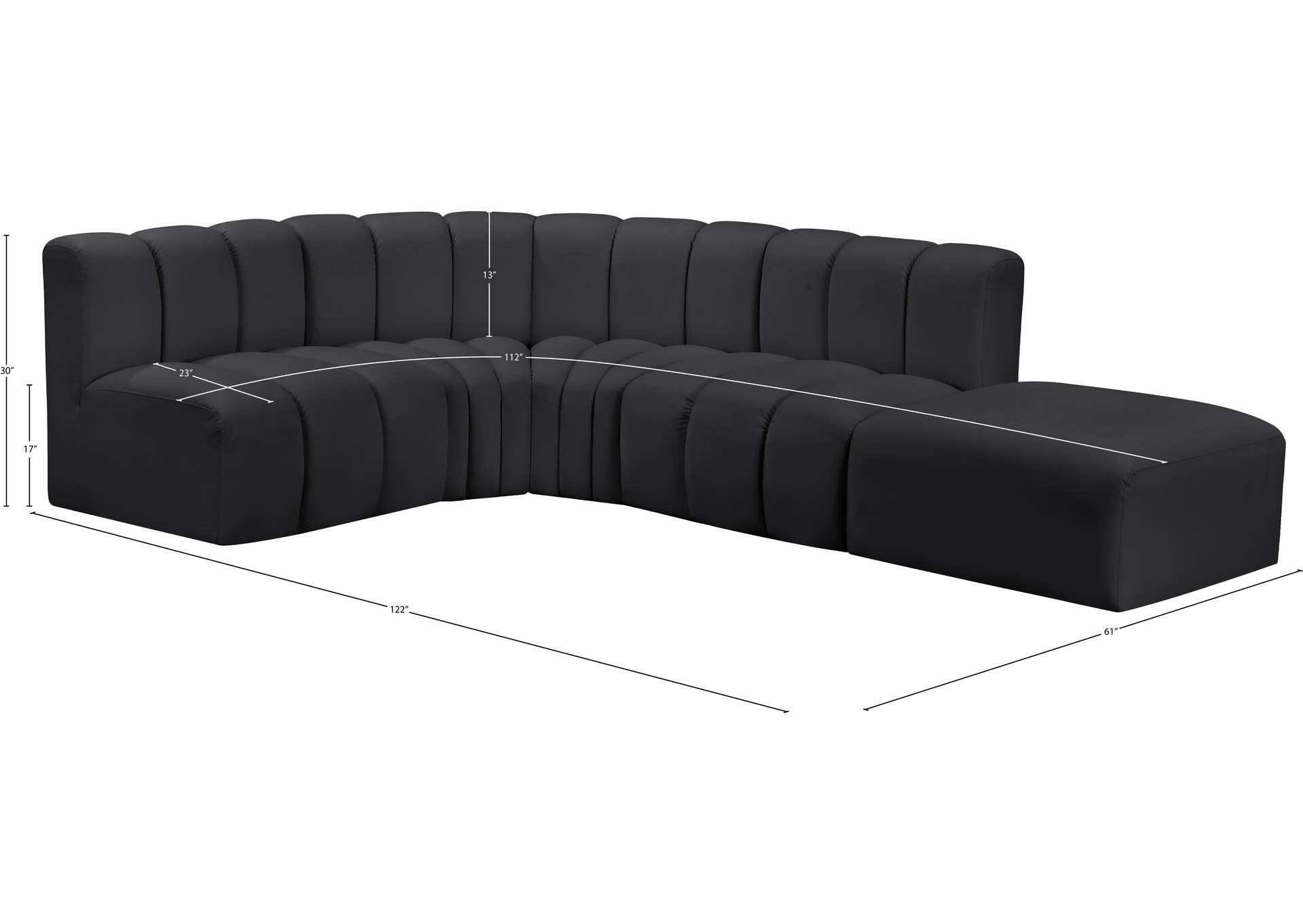 Arc Black Vegan Leather Modular Sofa image 16