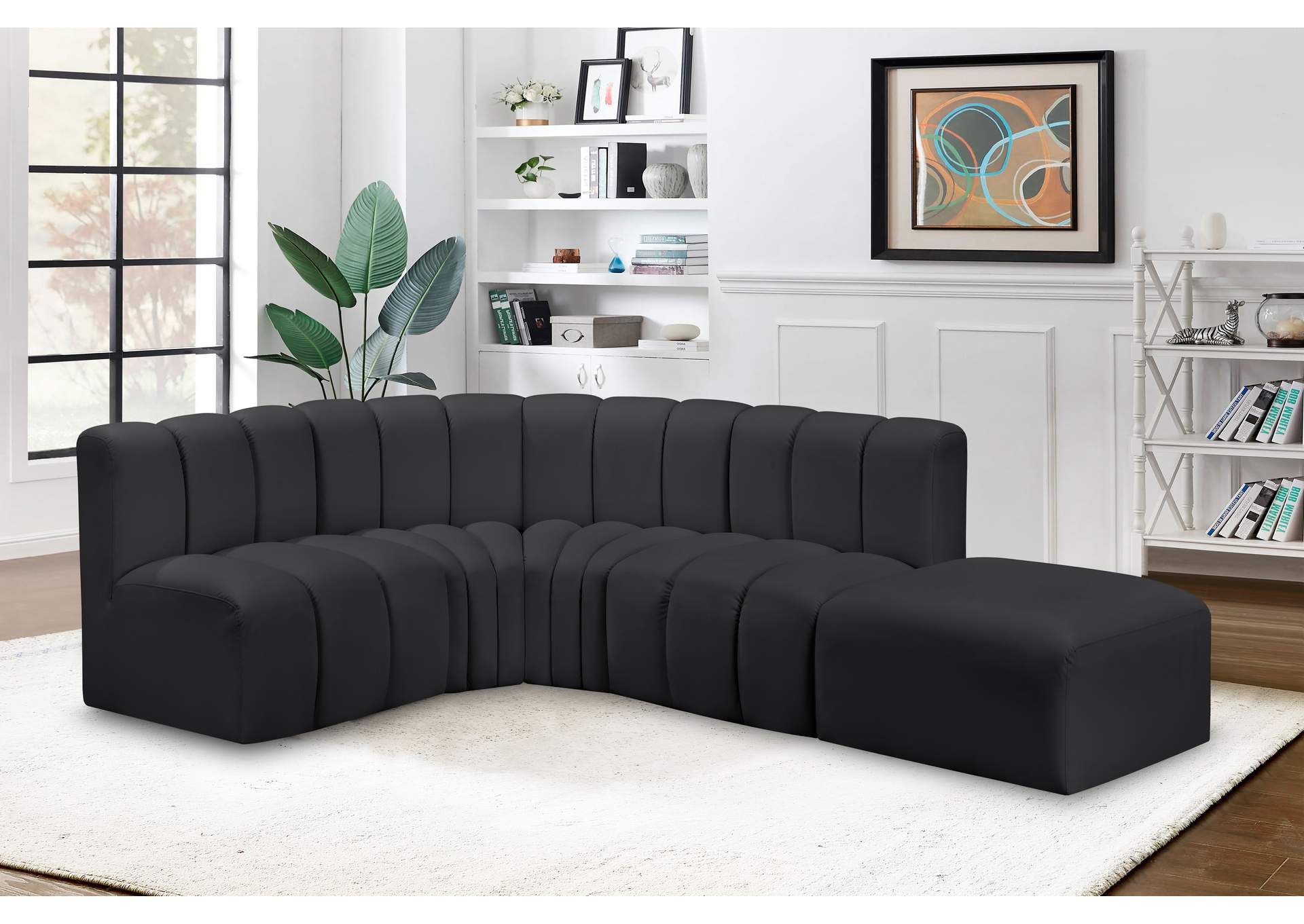Arc Black Vegan Leather Modular Sofa image 4