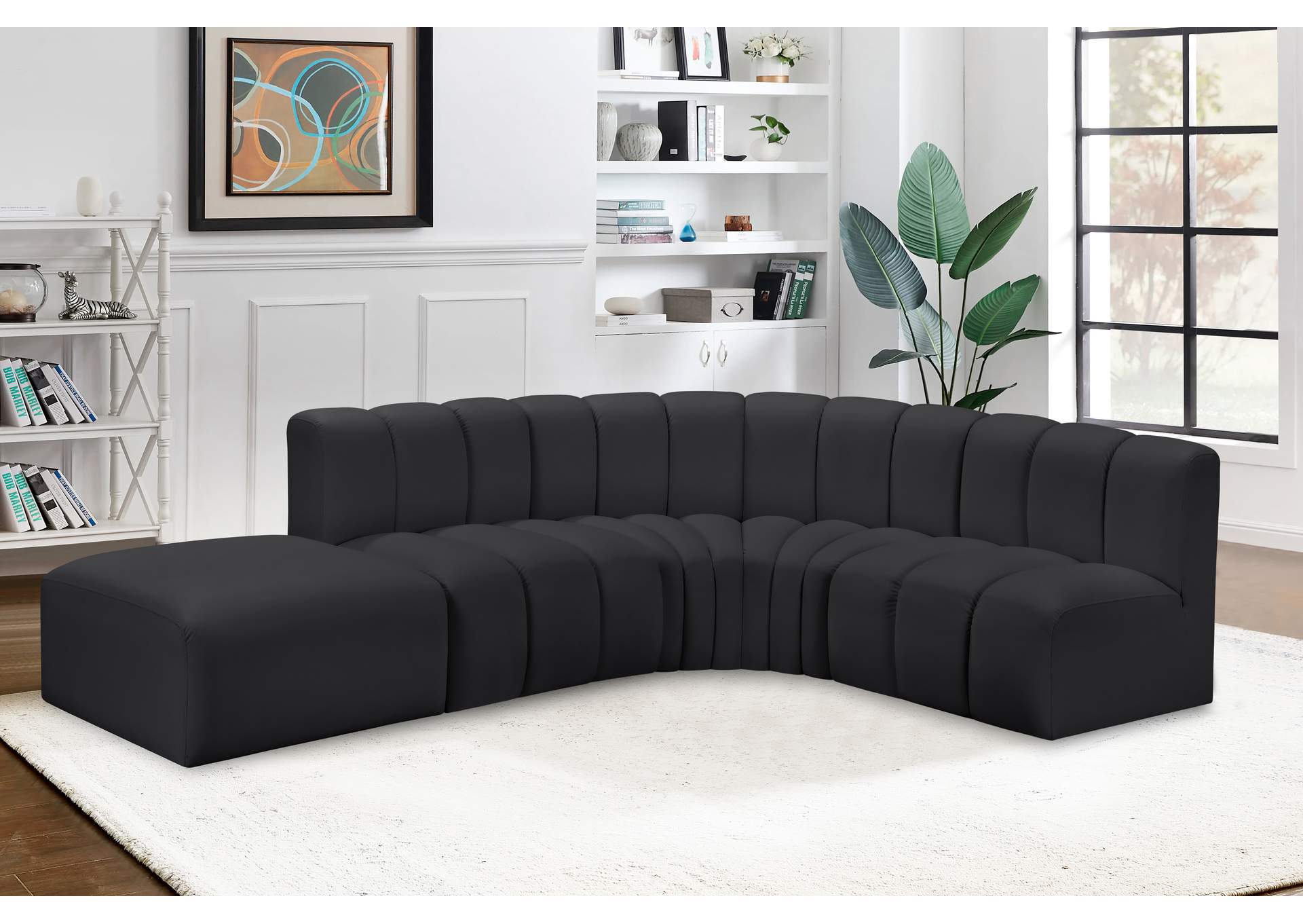 Arc Black Vegan Leather Modular Sofa image 5