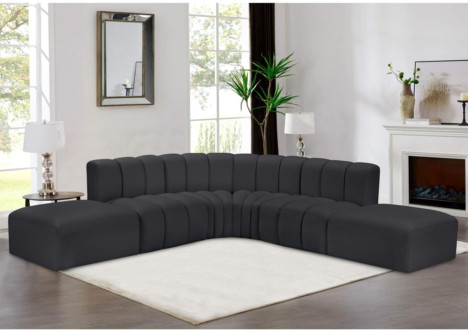 Arc Black Vegan Leather Modular Sofa image 3