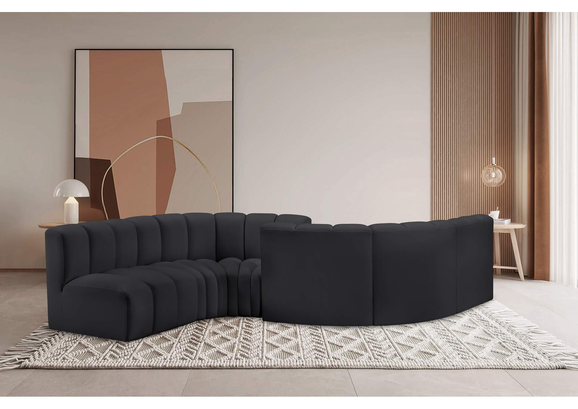 Arc Black Vegan Leather Modular Sofa image 3