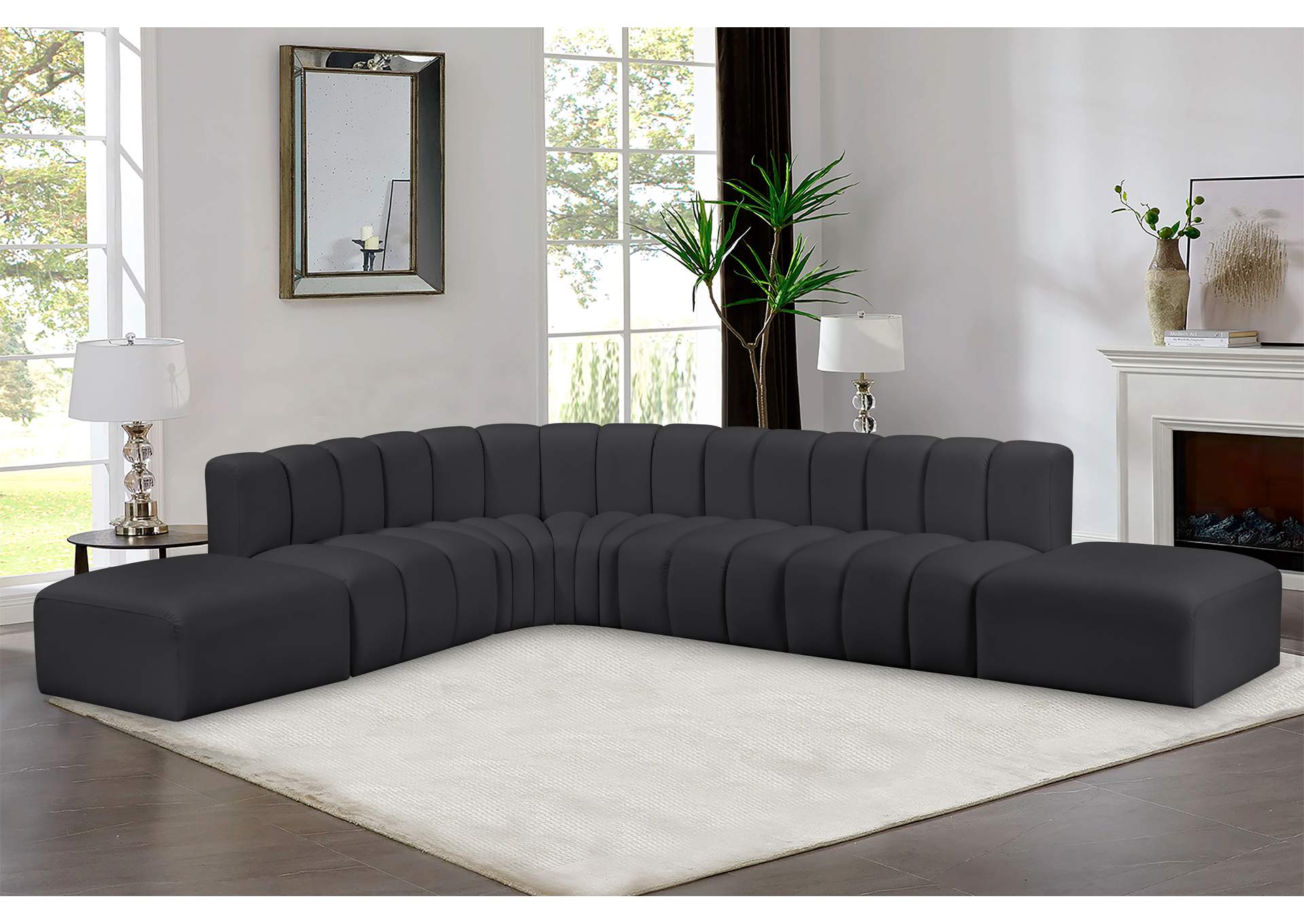 Arc Black Vegan Leather Modular Sofa